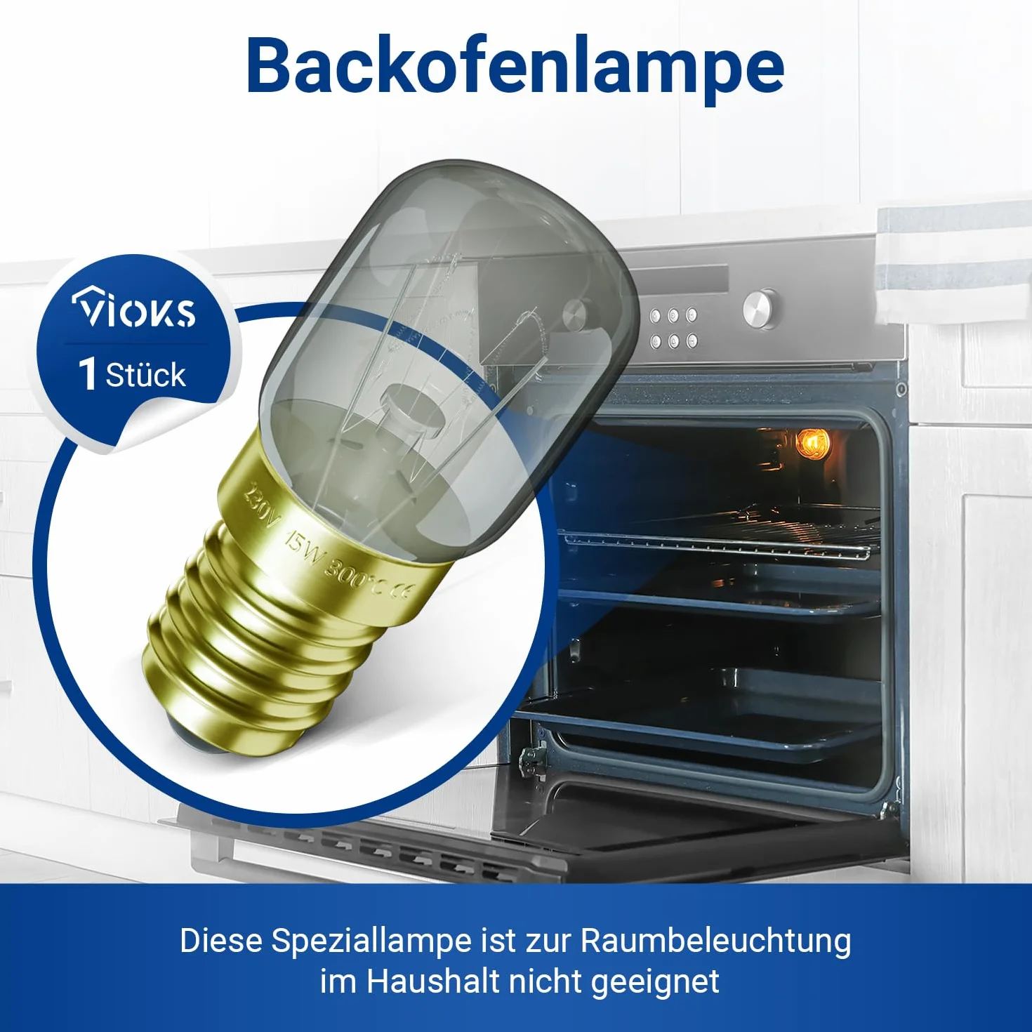 VIOKS Żarówka E14 15W 230V 300°C 22mm Ø48mm T22 do Neff AEG Bauknecht