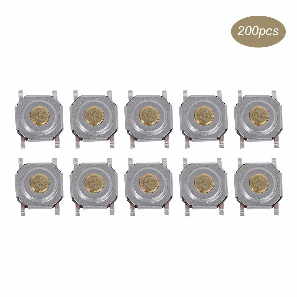Dotykowy wyłącznik przyciskowy mosiężna głowica SMD 4 mm x 4 mm x 1,5 mm 0-440 V 4-biegunowy 200 sztuk