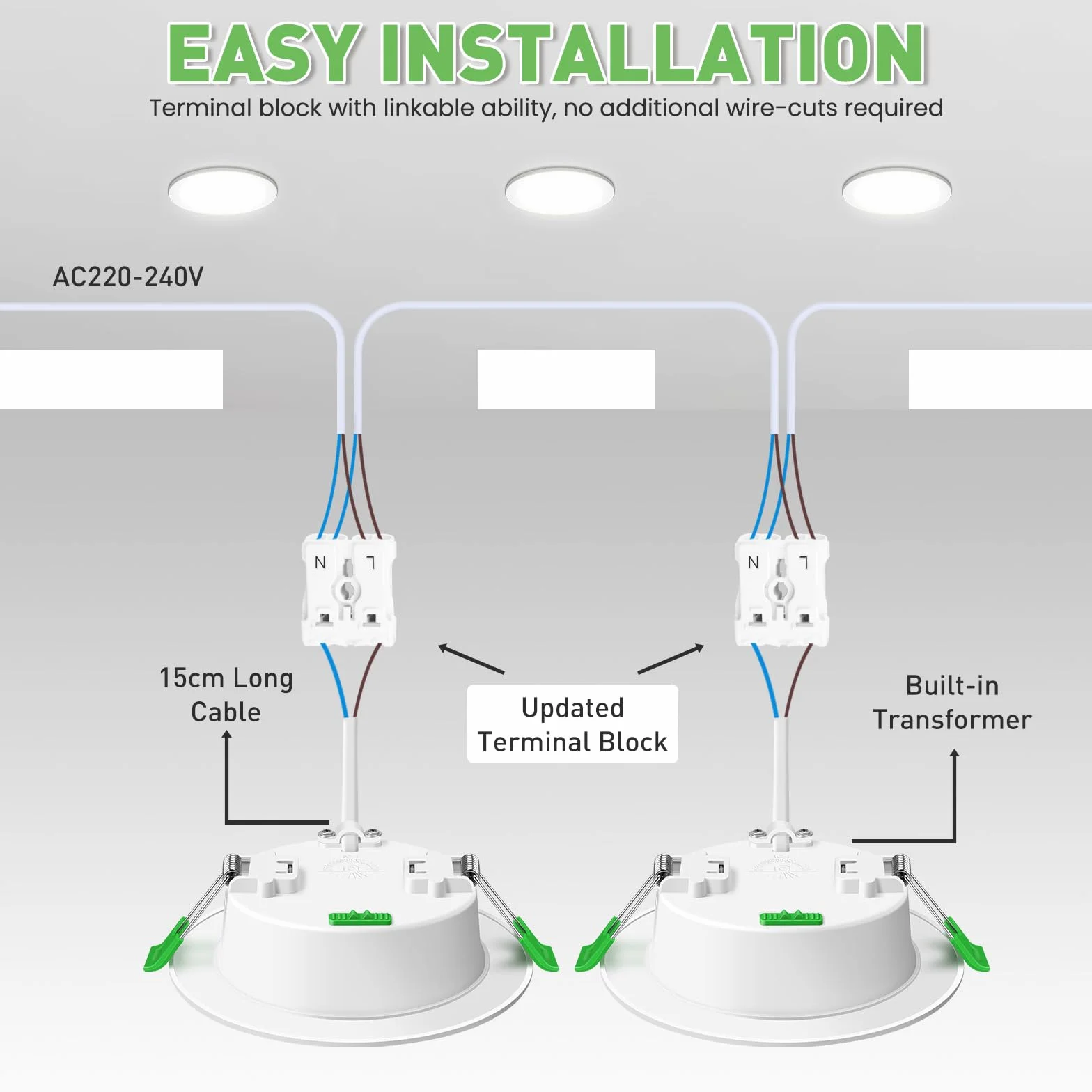 ALUSSO Wpuszczany Reflektor LED 8W 850lm Ściemnialny IP44 3CCT 3000K/4000K/6500K Φ75-85mm