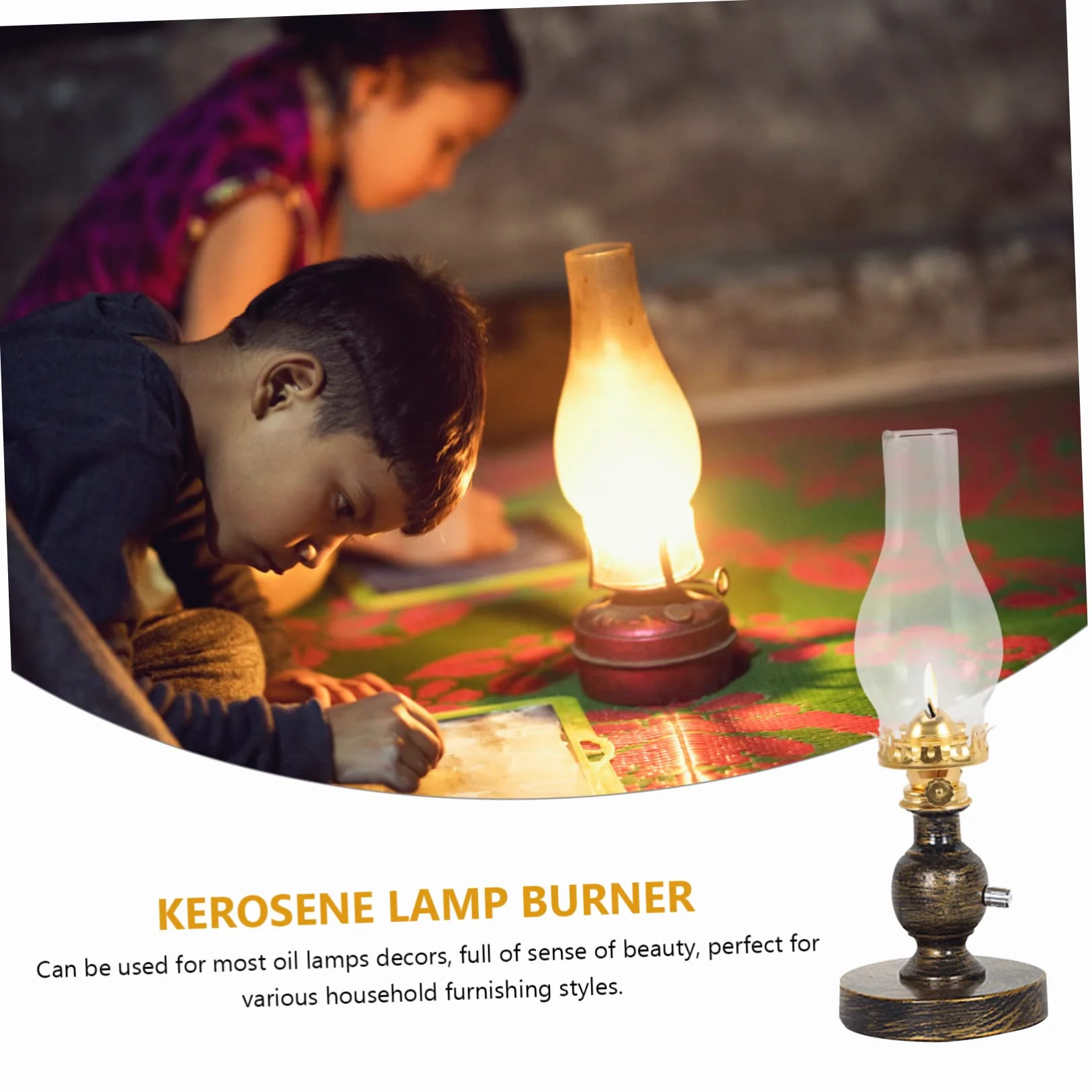 Palnik Do Lampy Naftowej z Metalowym Regulatorem i Szklanym Kloszem Wymienny Element