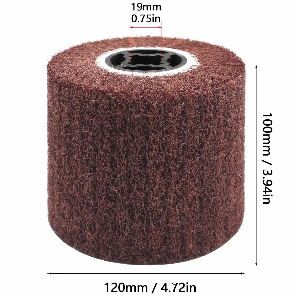 Szczotka ścierna 120 x 100 x 19 mm ziarnistość 80 włókien syntetycznych do renowacji powierzchni