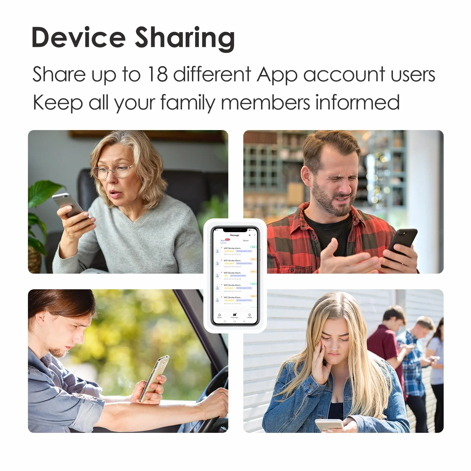 Czujnik dymu Wi-Fi Wisualarm, inteligentny czujnik dymu do domu z wymienną baterią, kompatybilny z aplikacją Wisualarm, czujnik dymu Wi-Fi z certyfikatem TÜV, zgodny z normą EN 14604 (1 sztuka)