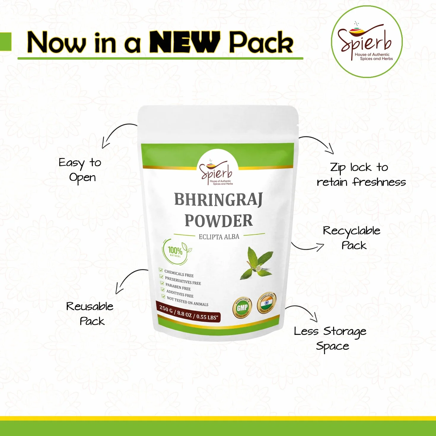 Bhringraj Powder - 250gm - na porost włosów - naturalne liście Bhringaraj proszek ziołowy zagęszczacz włosów 100% Pure Eclipta alba False Daisy Puder