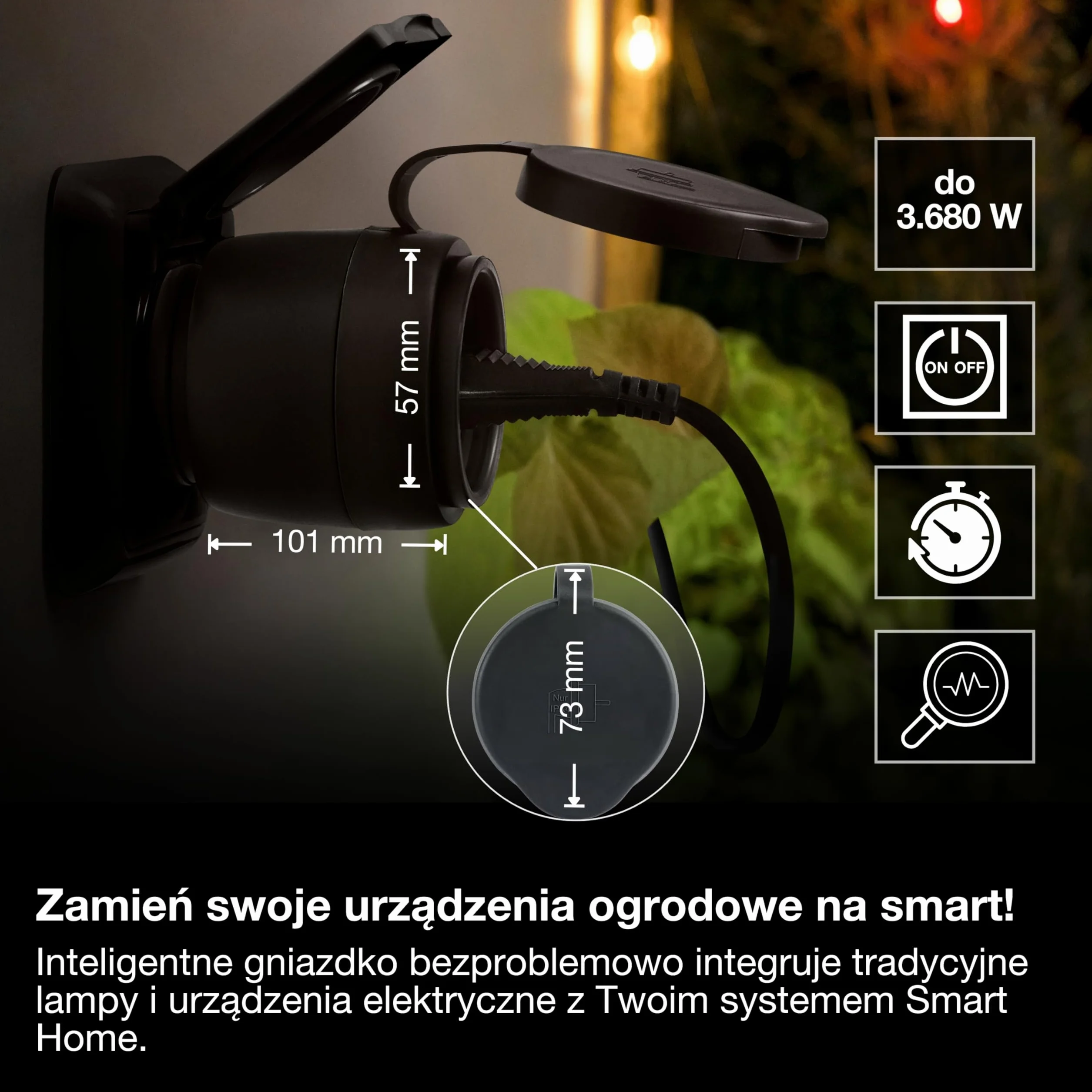 OSRAM SMART+ ZIGBEE Gniazdo zewnętrzne EU IP44 Czarny PP Kontrola zużycia energii Smart Home