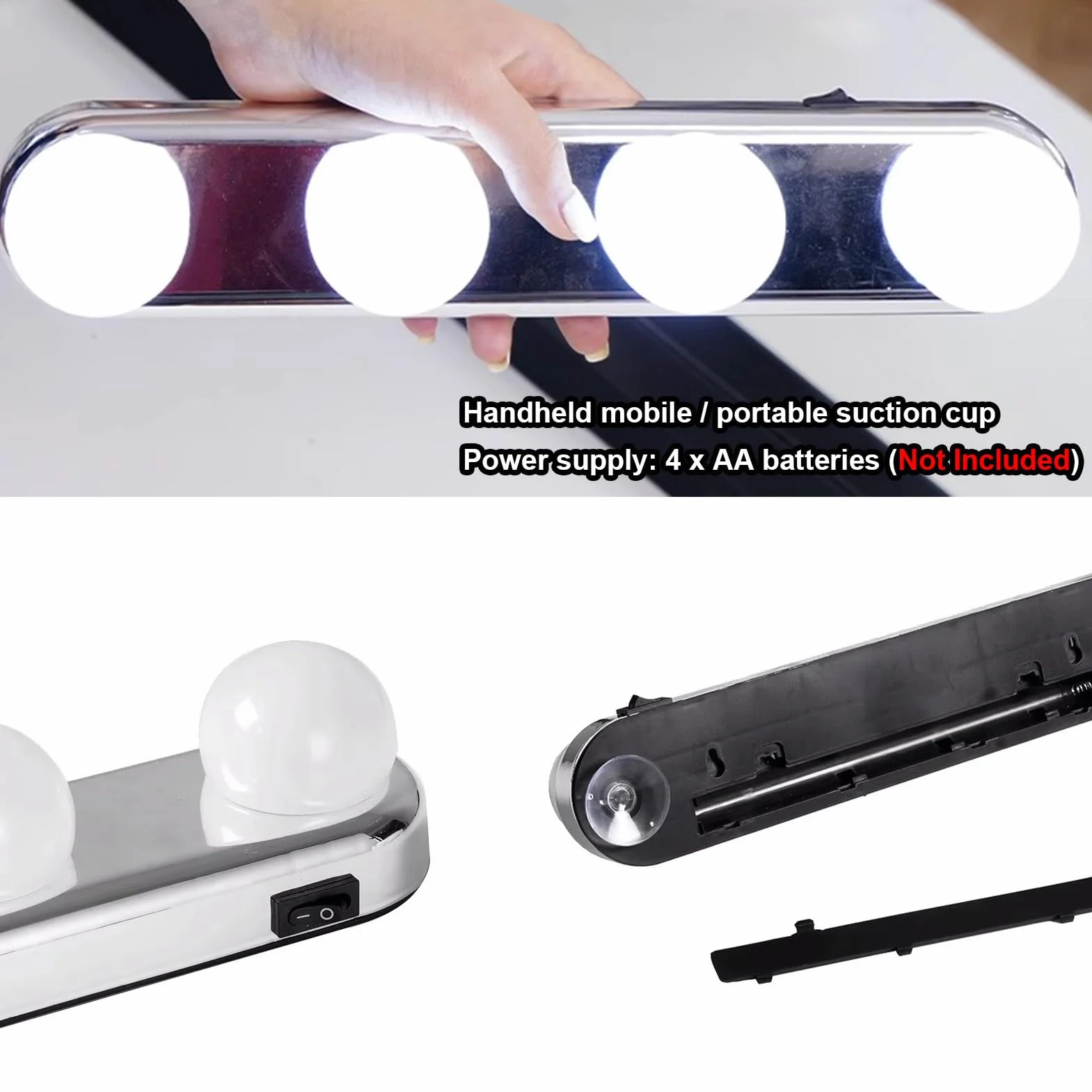Światła do makijażu LED 4 żarówki regulowane temperatura barwowa Vanity Lights oświetlenie łazienkowe