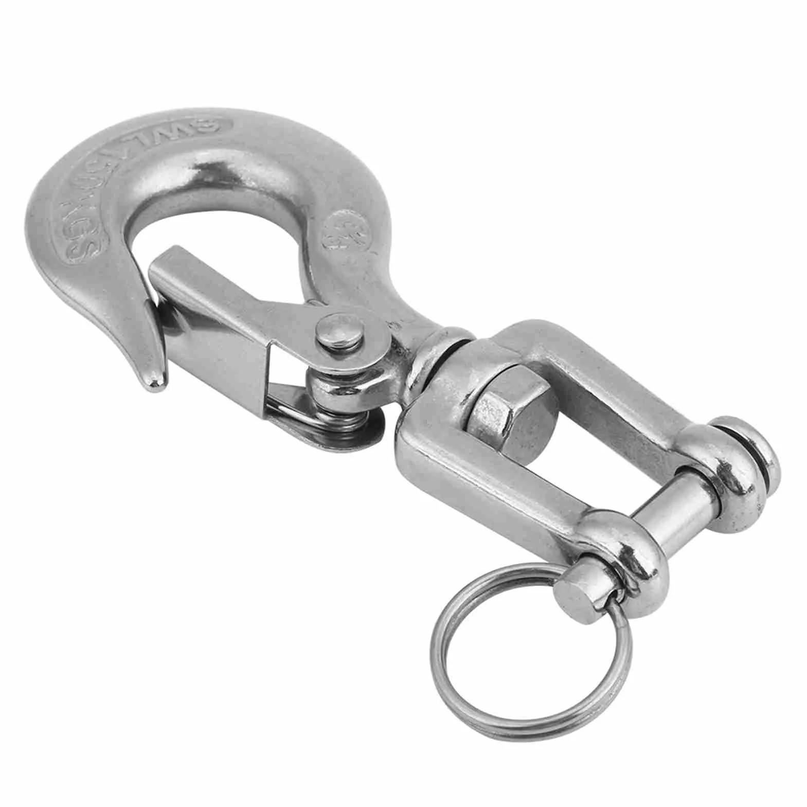 Obrotowy Hak z Oczkiem ze Stali Nierdzewnej 350 Kg Limit Roboczy Karabińczyk Stal 304 90 mm