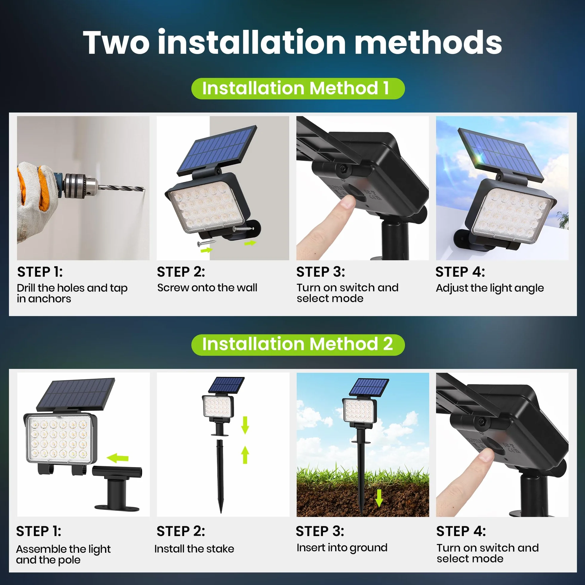 Solpex Solarne oświetlenie punktowe IP65 24 diody LED reflektory zewnętrzne ciepła biel 4 sztuki