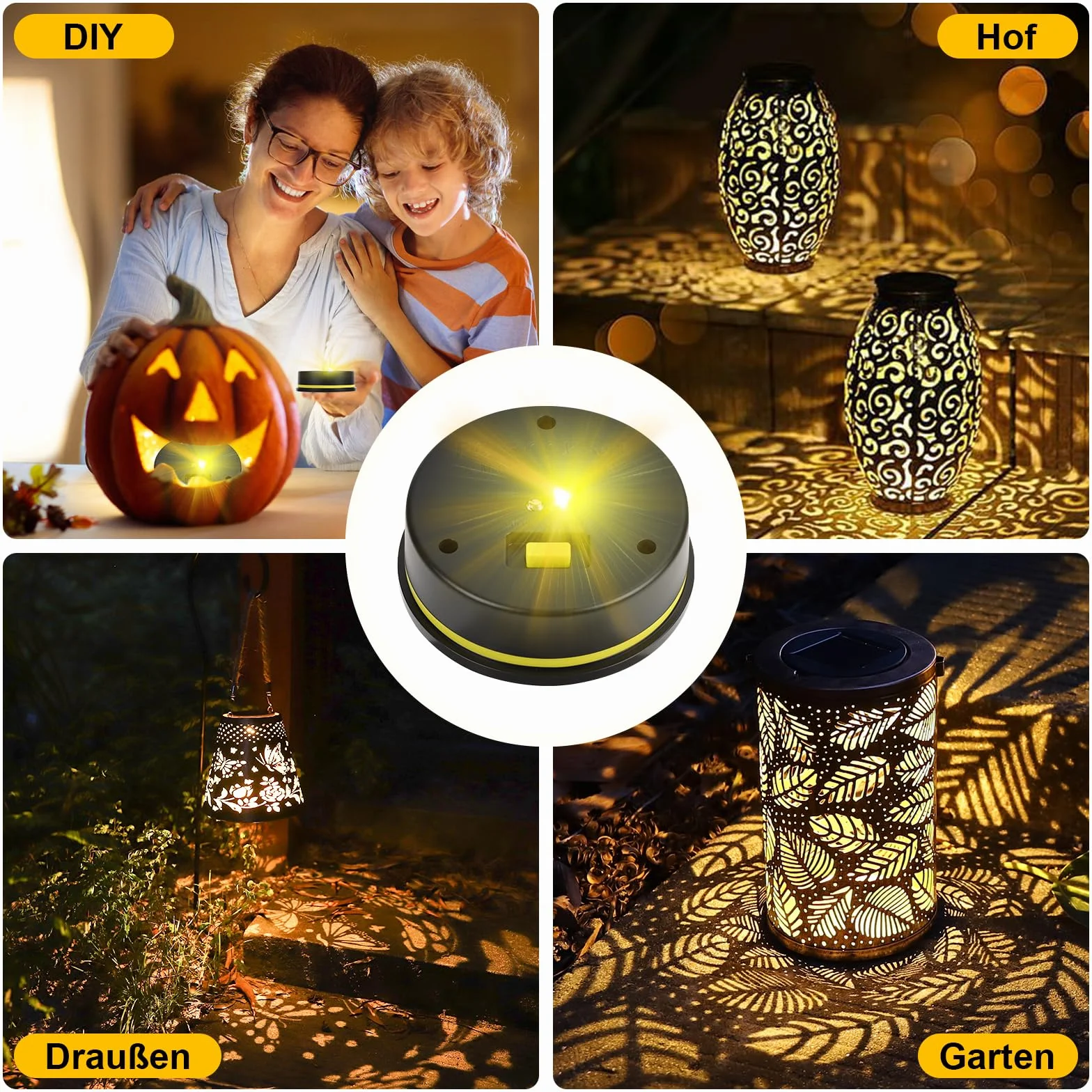 Zestaw 4 lamp solarnych, części zamienne, 8 cm, górna część z jasnymi żarówkami LED, wodoszczelność IP65, panel słoneczny, zamiennik modułu solarnego do lamp ogrodowych, solarnych (2)