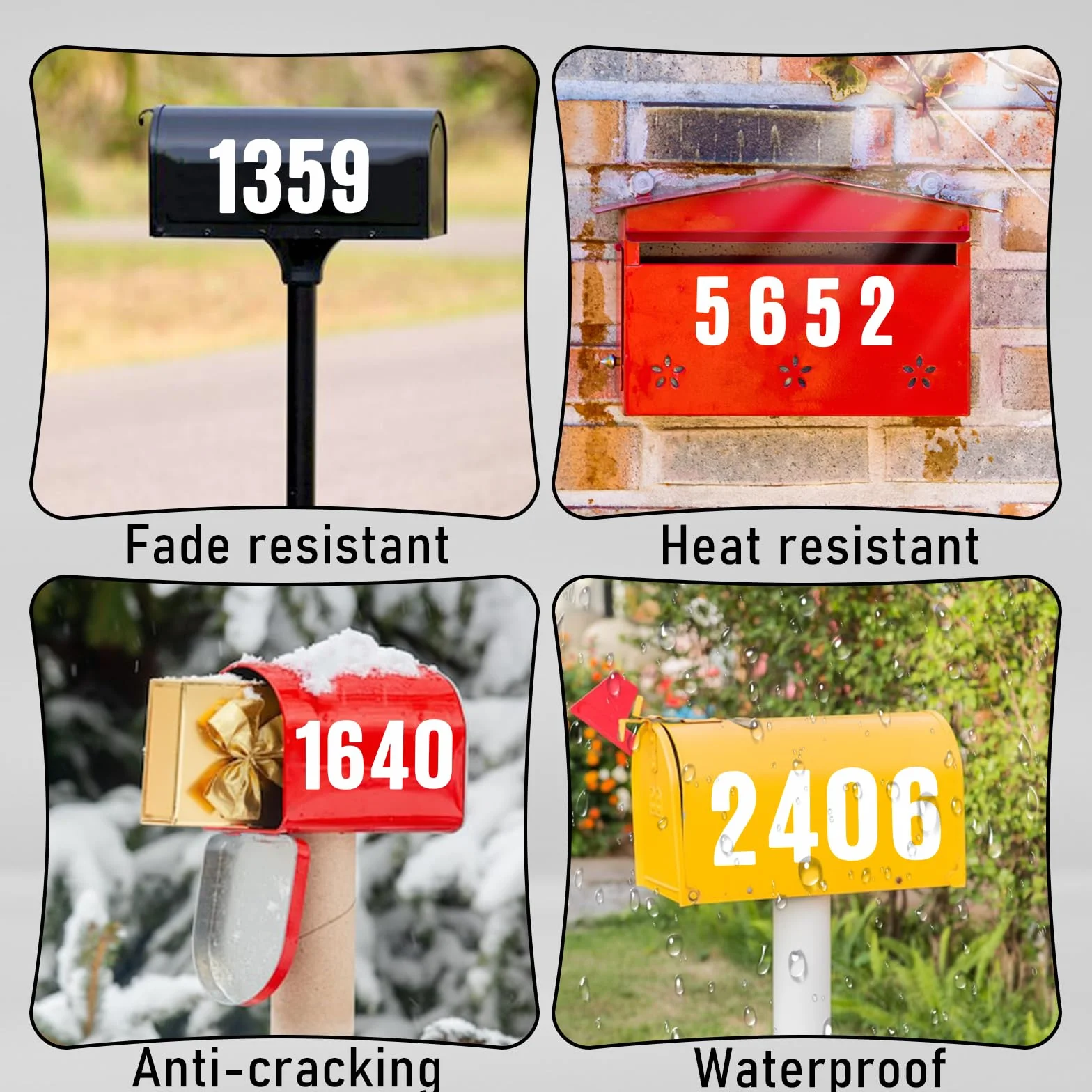 10 arkuszy białych naklejek z numerami domu, 8 cm, samoprzylepne, od 0 do 9, wodoodporne, winylowe