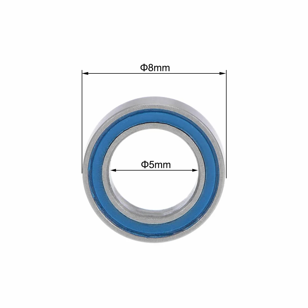 sourcing map 10 sztuk łożysko kulkowe MR85-2RS 5 mm średnica wewnętrzna 8 mm zewnętrzna 2,5 mm otwór