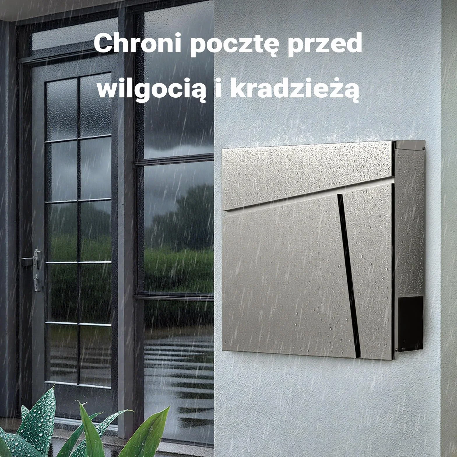 Wiltec Skrzynka na listy stal nierdzewna V23 z ukrytym zamkiem, nowoczesna skrzynka pocztowa