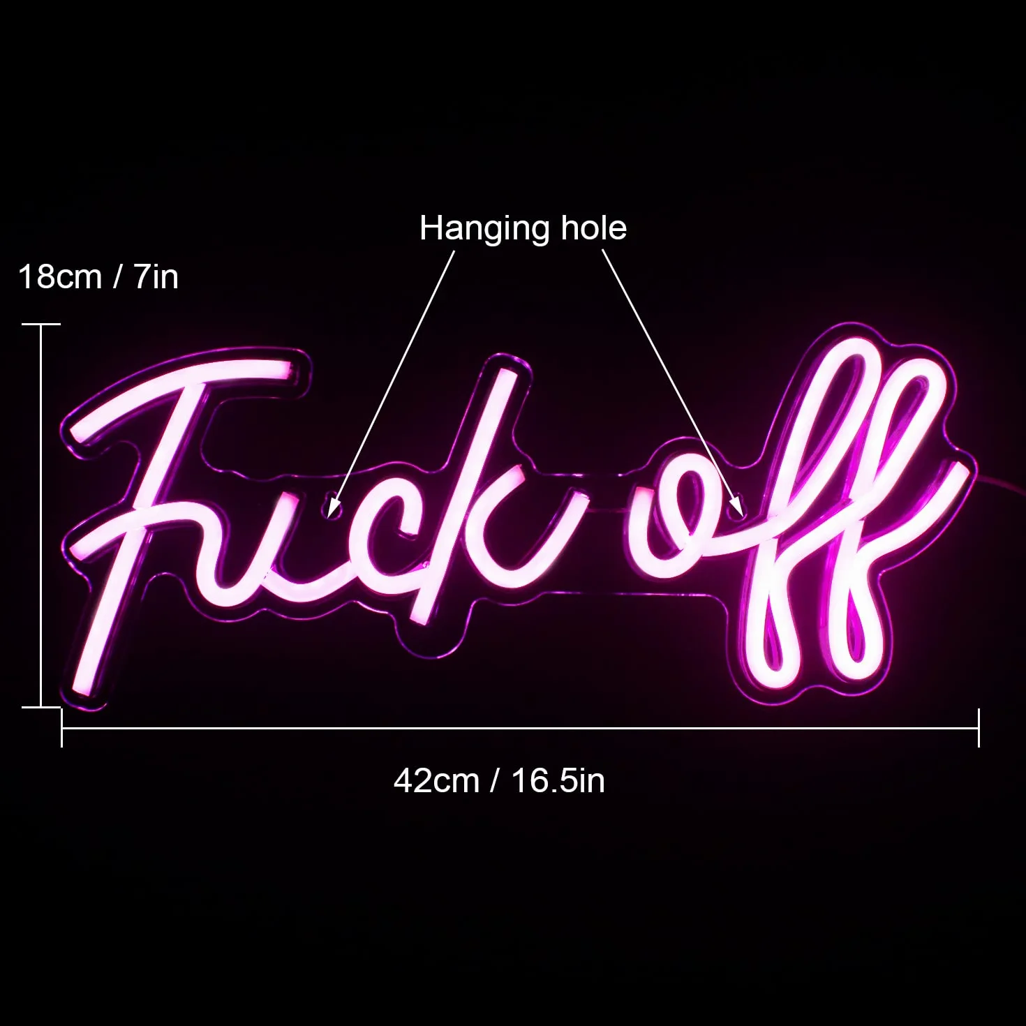 Neonowy znak Fuck Off różowe słowo LED neonowe znaki świetlne akrylowe USB LED światła do sypialni lampa listowa do baru pubu dekoracje domu 40 cm x 20 cm