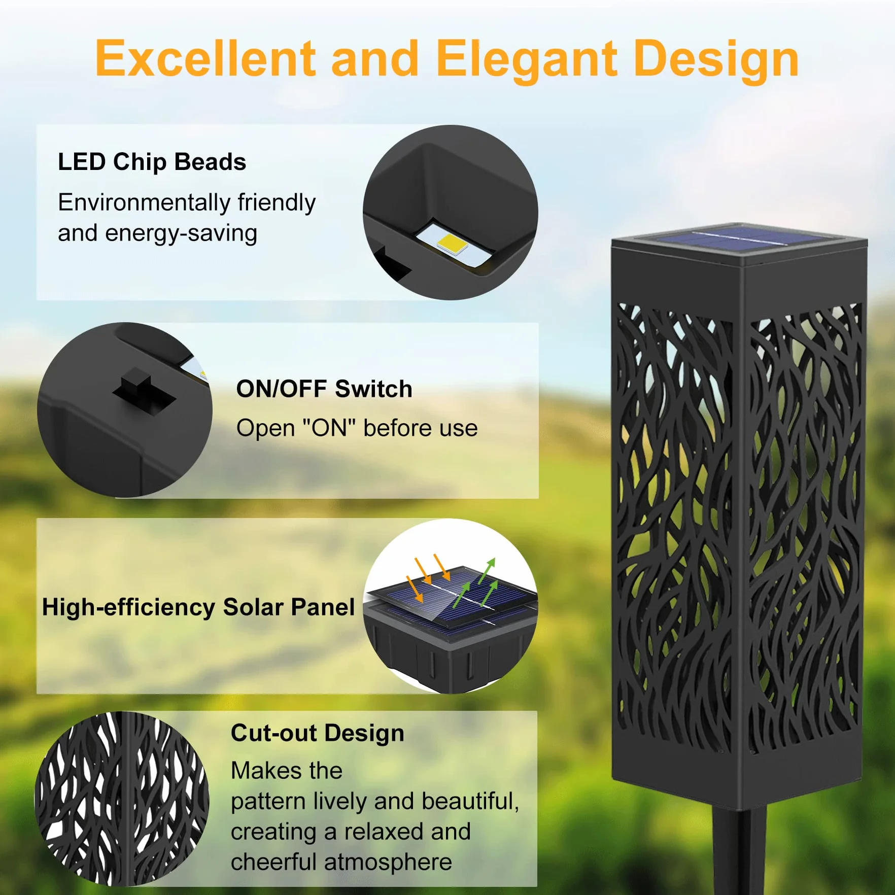 Solarne Lampy Ogrodowe IP55 12 Sztuk Akumulator 600 mAh Ciepła Biel
