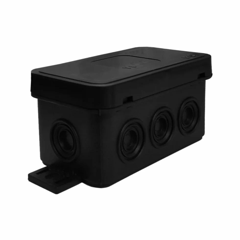 Puszka natynkowa IP54 80x45x41mm czarna 8 wlotów