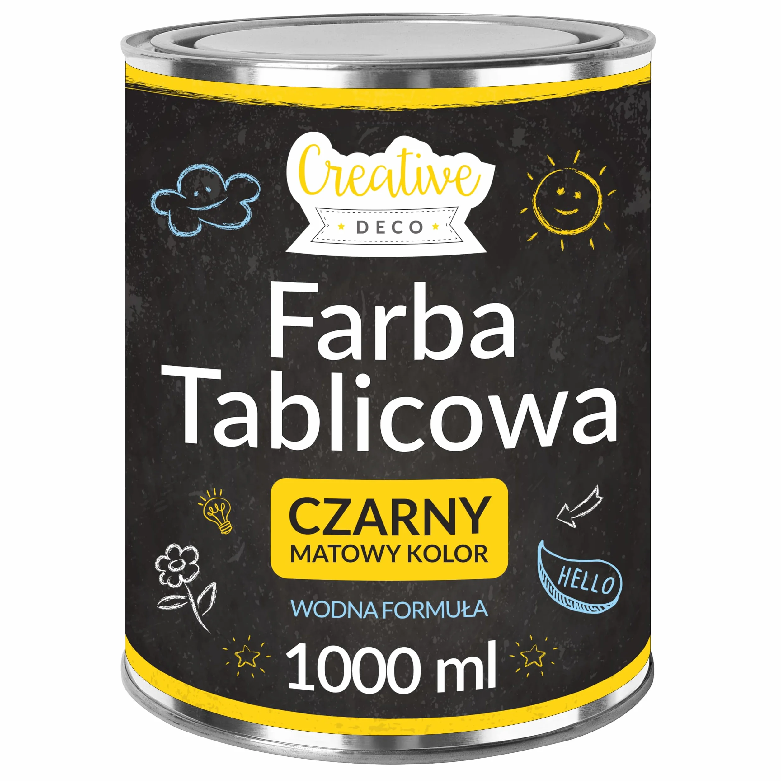 Creative Deco Farba Tablicowa Kredowa | 1000 ml | Matowe Wykończenie do Ścian, Drewna, Metalu i Szkła | Nietoksyczna | Idealna do Rysowania i Pisania Kredą