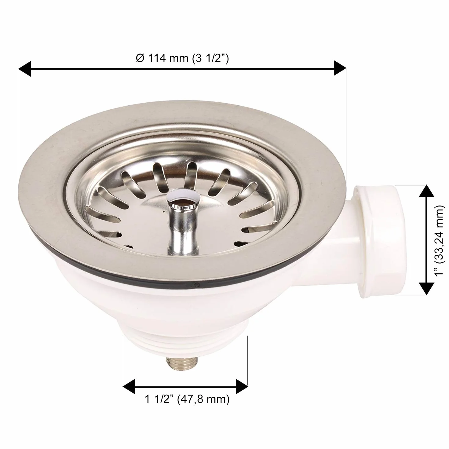 VARIOSAN Zawór kosza sitkowego 1 1/2", Ø 114 mm, stal nierdzewna
