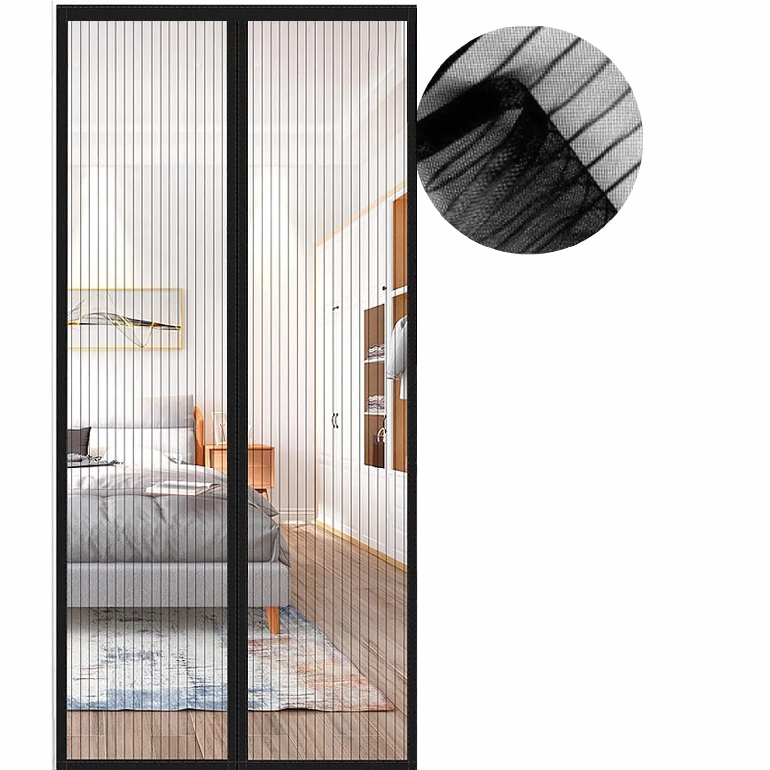 Moskitiera magnetyczna na drzwi 85x225 cm czarna zasłona przeciw owadom