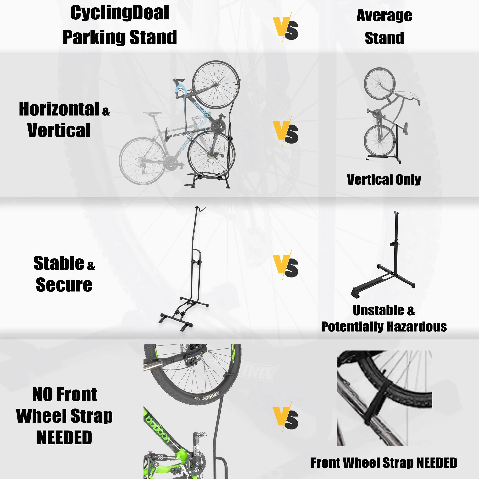 CyclingDeal Pionowy stojak rowerowy regulowany do przechowywania rowerów szosowych MTB