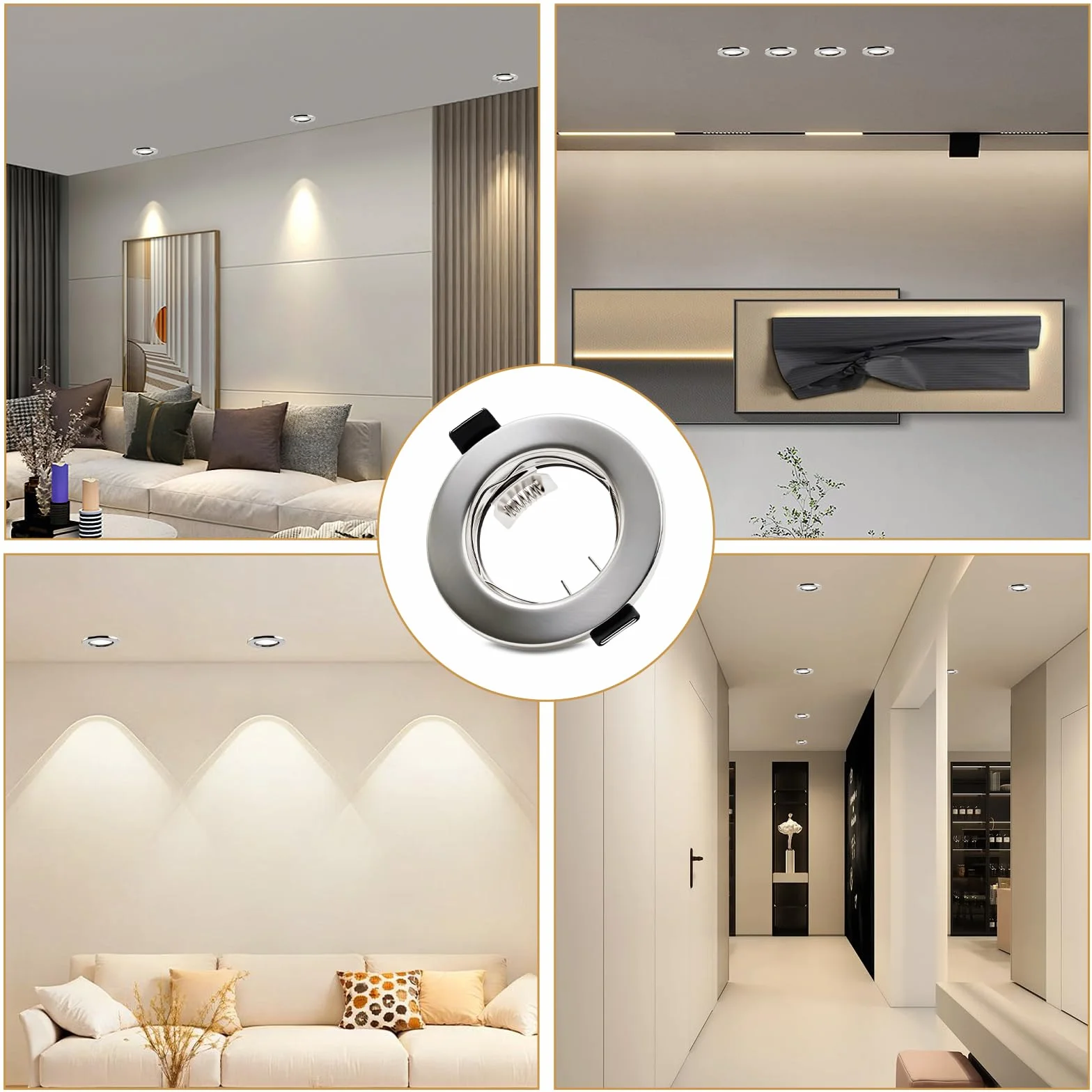 Ramka LED do zabudowy GU10 szczotkowana okrągła 55-70 mm do płyt gipsowo-kartonowych