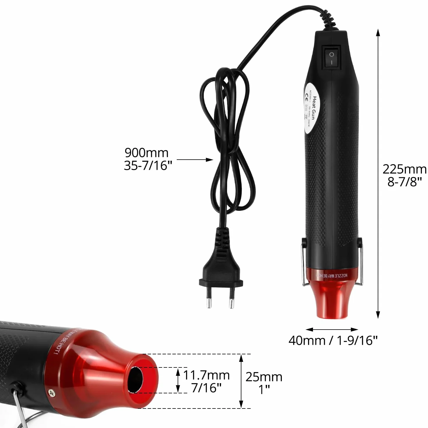 QWORK Mini pistolet na gorące powietrze 220 V 300 W suszarka do rur termokurczliwych