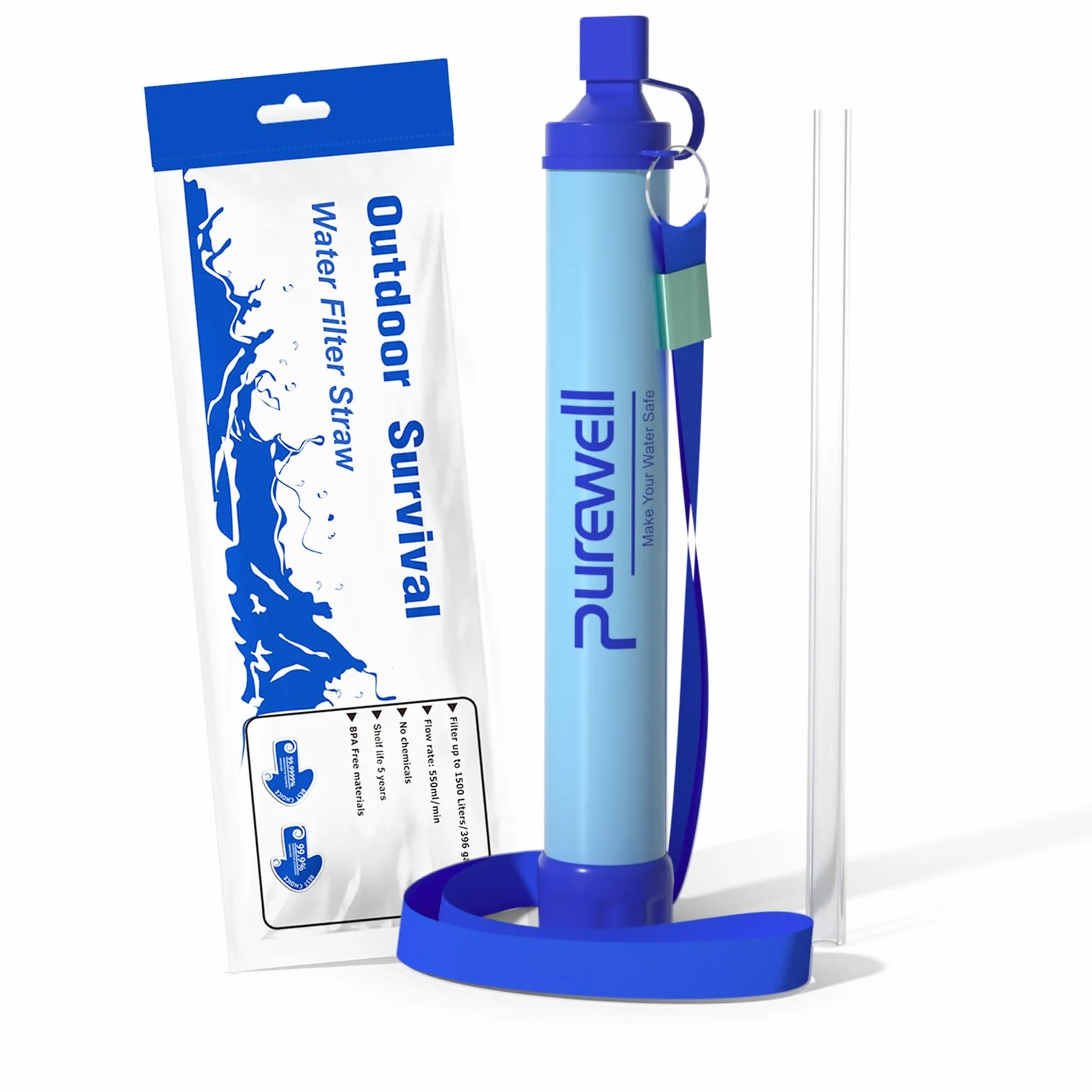 Purewell Outdoor filtr do wody, osobista filtracja wody, słomka, awaryjna survival gear, uzdatniacz wody na kemping, wędrówki, wspinaczkę, podróże z plecakiem