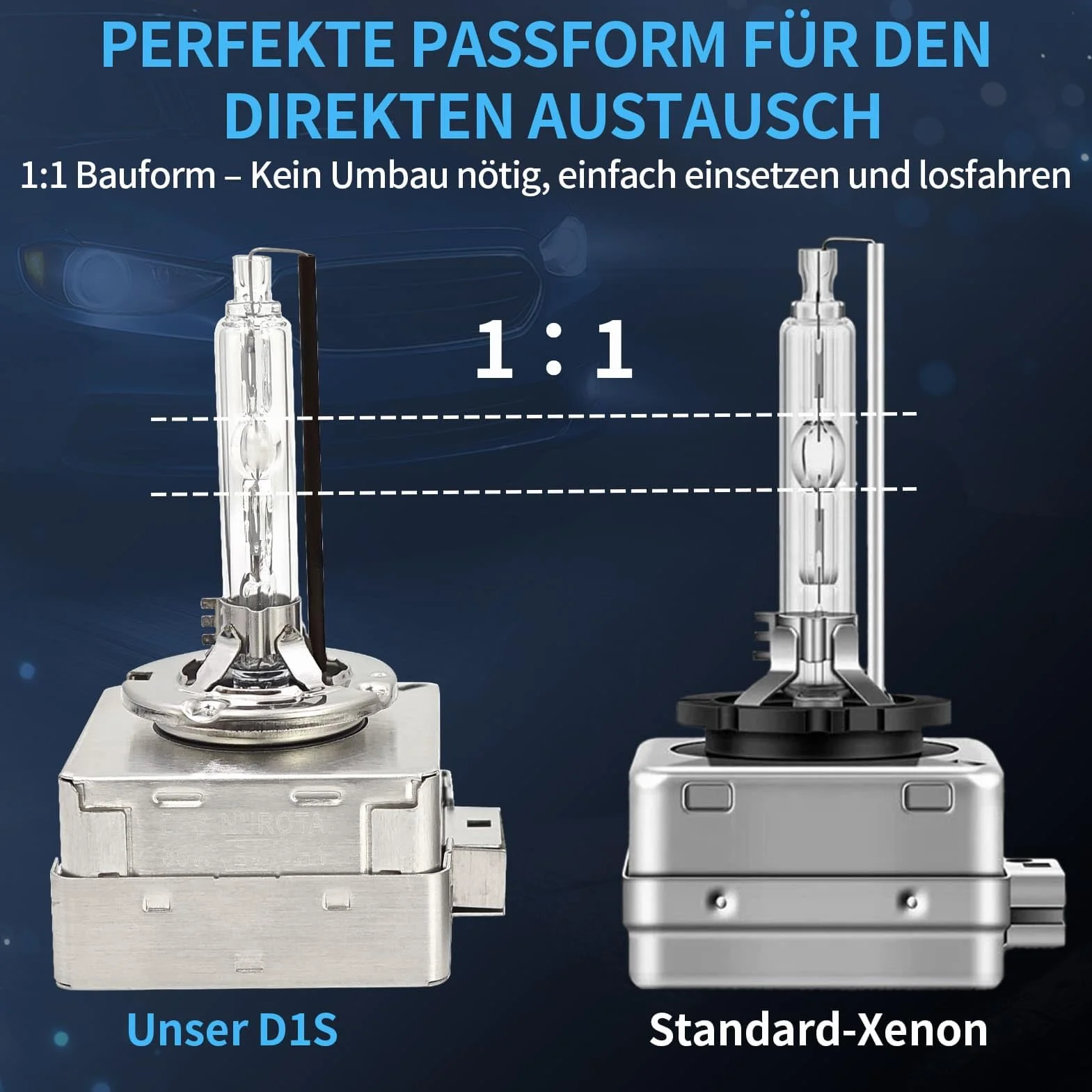 Xenon Brenner D1S 35W 6500K Kaltweiß StVZO-Zugelassen OEM-Ersatz 2er