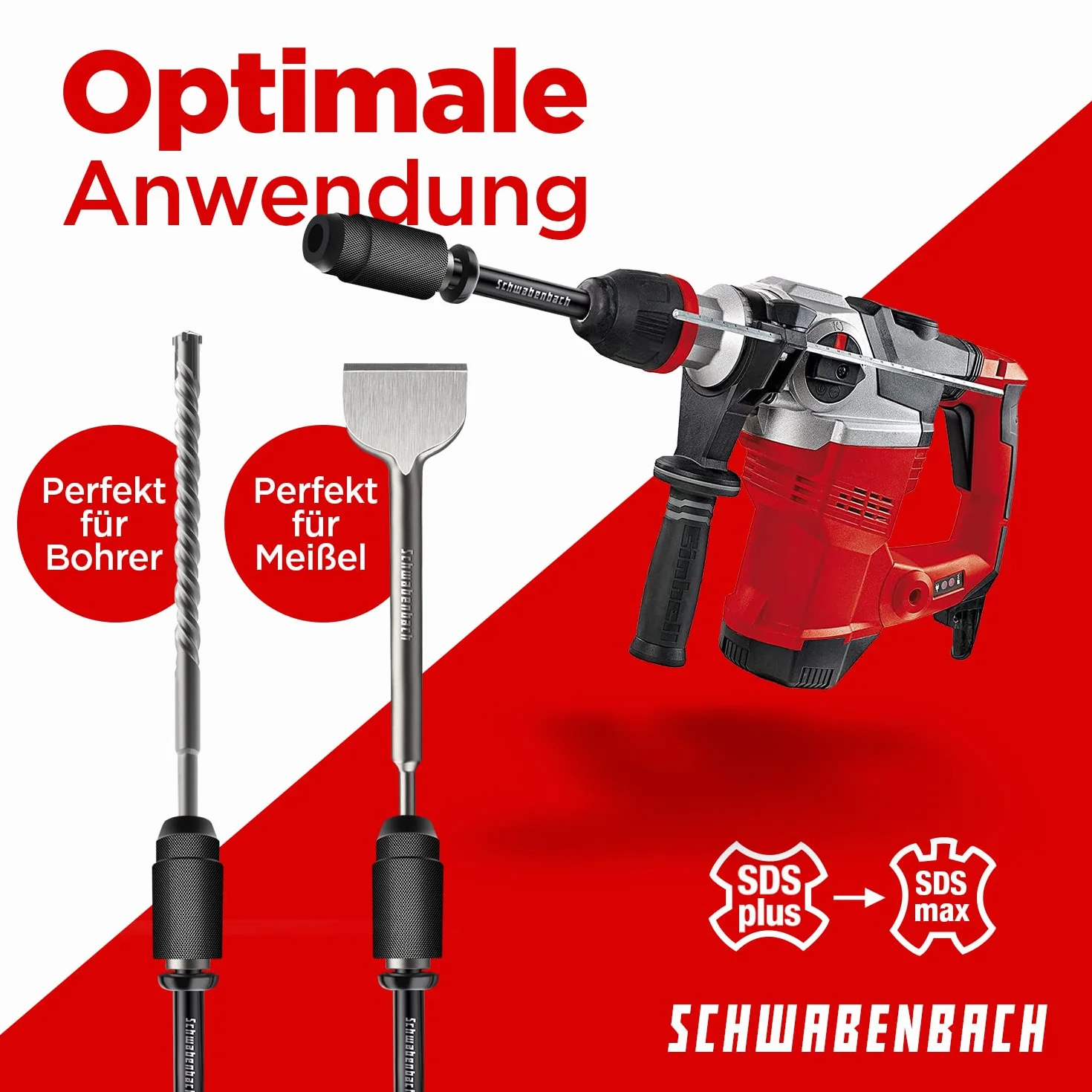 Adapter SCHWABENBACH® SDS Max do SDS Plus – Uchwyt do wiertarek udarowych do betonu