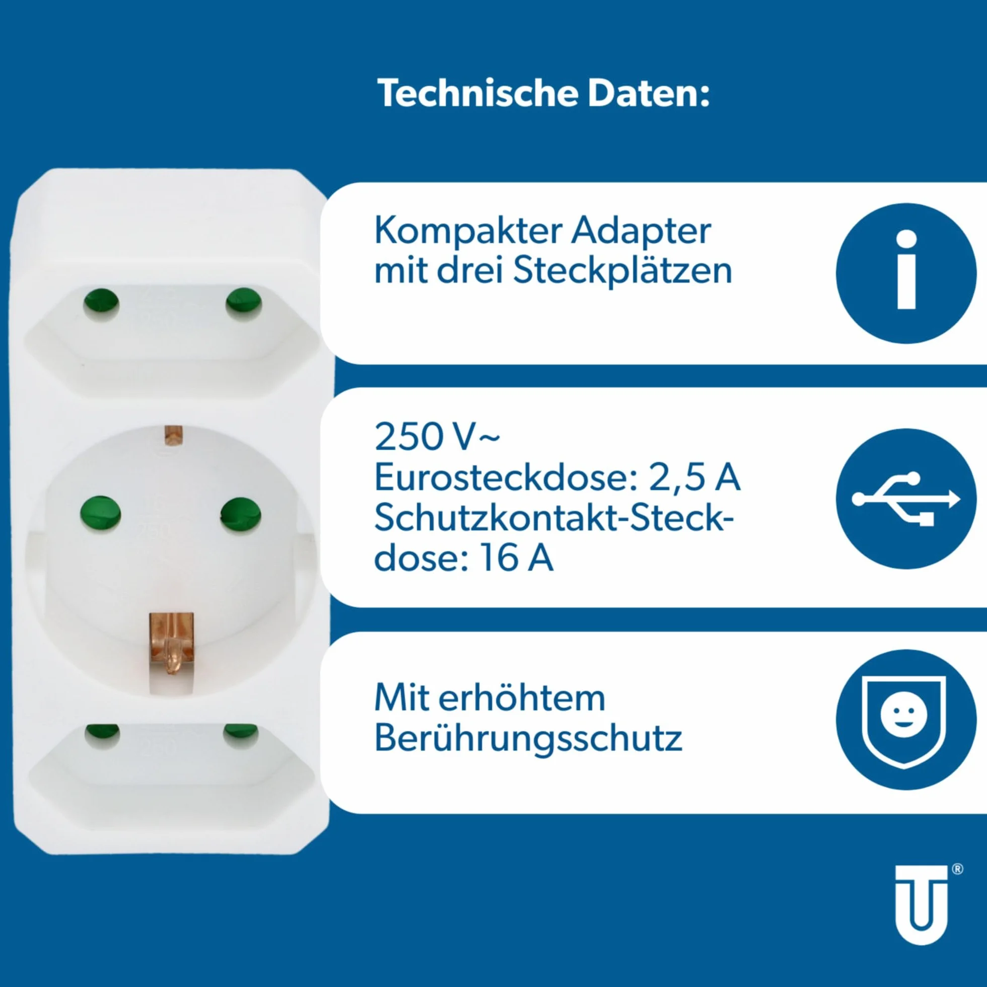 Unitec 43426L Rozdzielacz Biały 10 x 4,5 x 7,5 cm