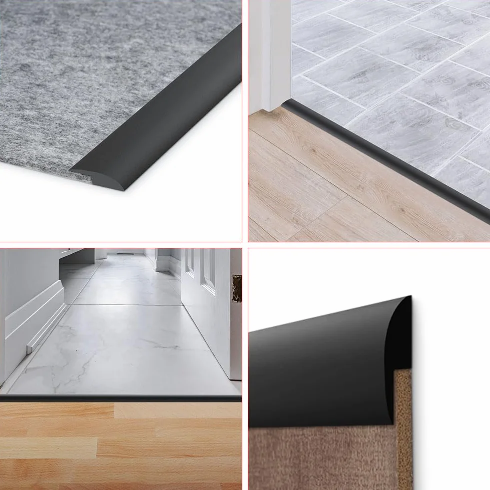 Flintronic Listwa przejściowa do podłóg laminowanych 1,2 m PVC samoprzylepna czarna 10 mm