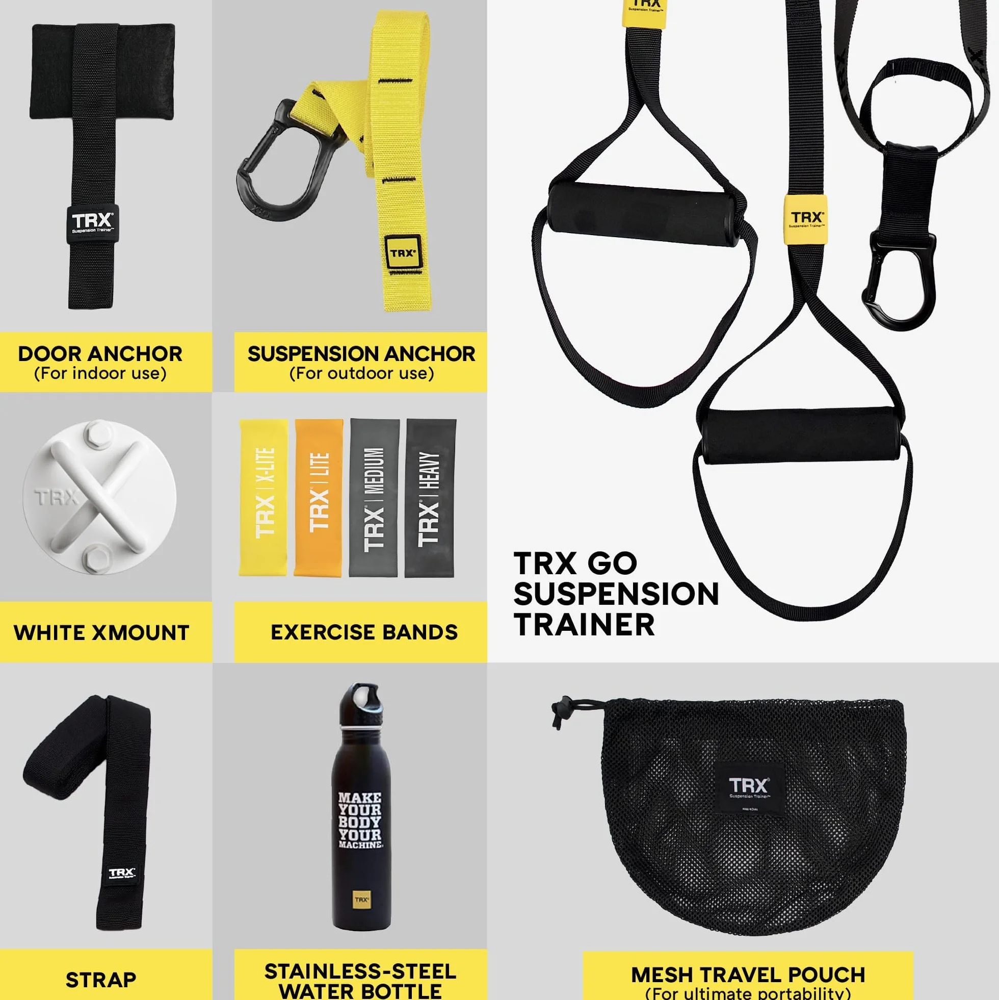 TRX GO Trenażer zawieszenia – dla profesjonalistów skoncentrowanych na podróży lub dowolnej podróży fitness, aplikacja TRX Training Club