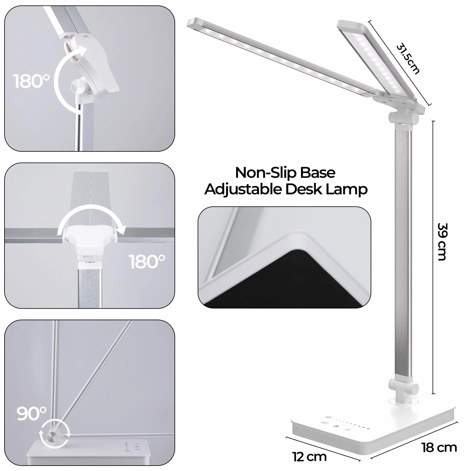 Lampa biurkowa LED 15W ochrona oczu 5 kolorów 10 poziomów jasności timer pamięć