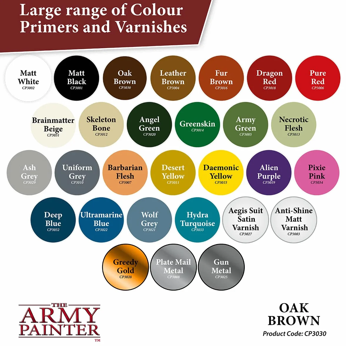 The Army Painter Color Primer Oak Brown, 400 ml akrylowy podkład w sprayu, farba w sprayu do miniaturowych podkładów, odgrywania ról, gier planszowych i gier wojennych miniaturowych modelowania