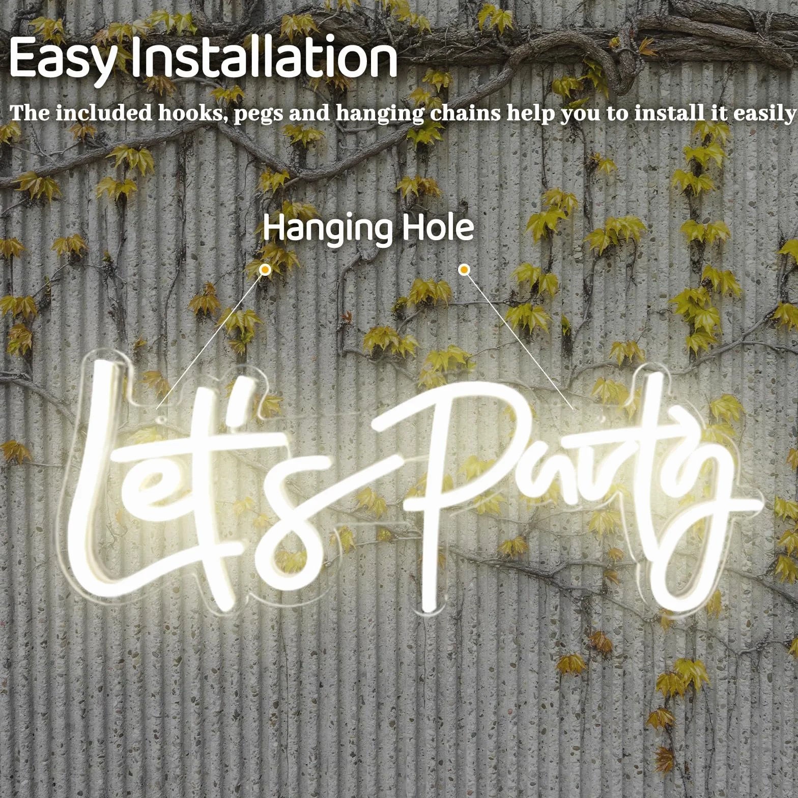 Let's Party neonowy znak świetlny LED dekoracja ścienna