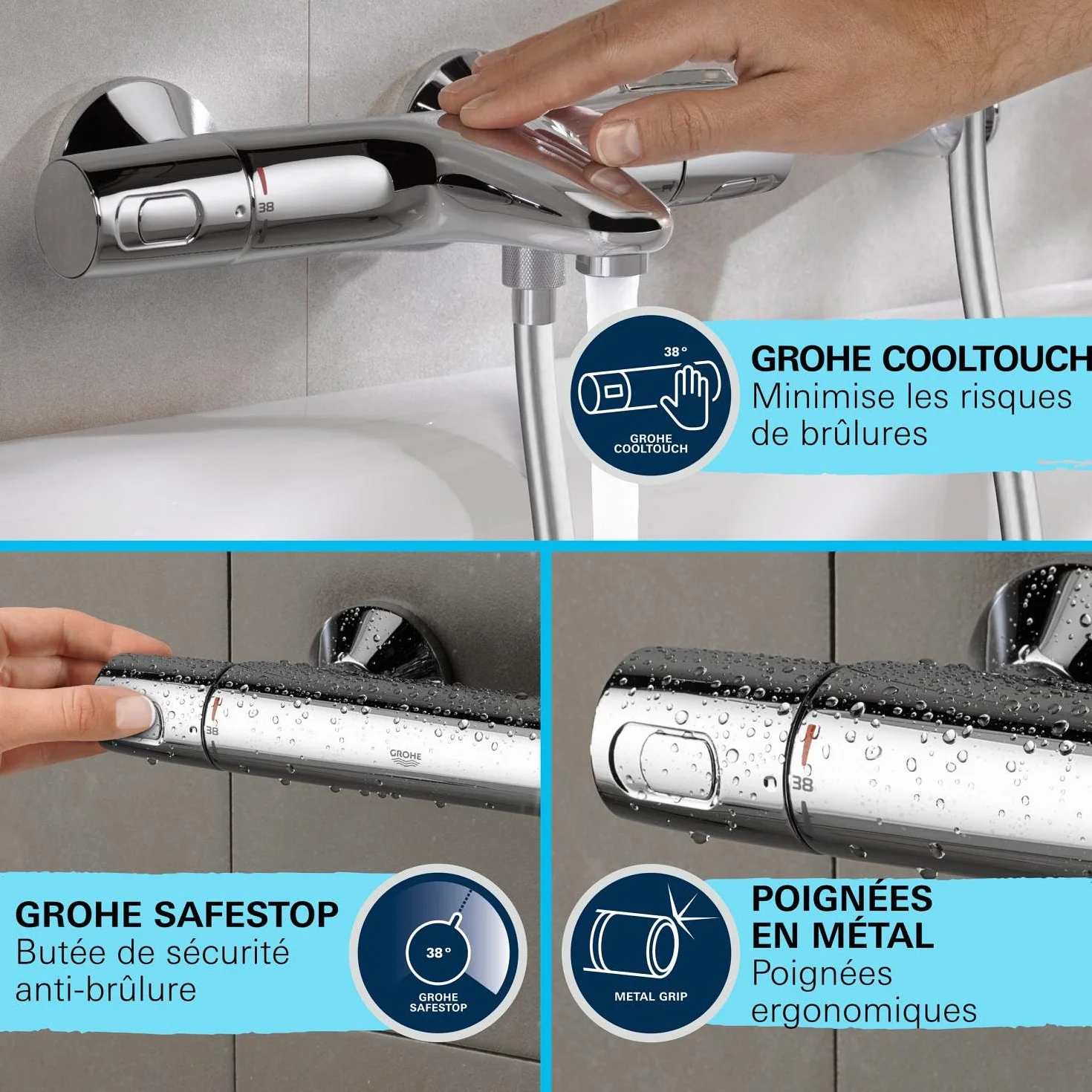 GROHE Precision Trend zestaw prysznicowy z termostatem 8 l/min CoolTouch drążek 60 cm