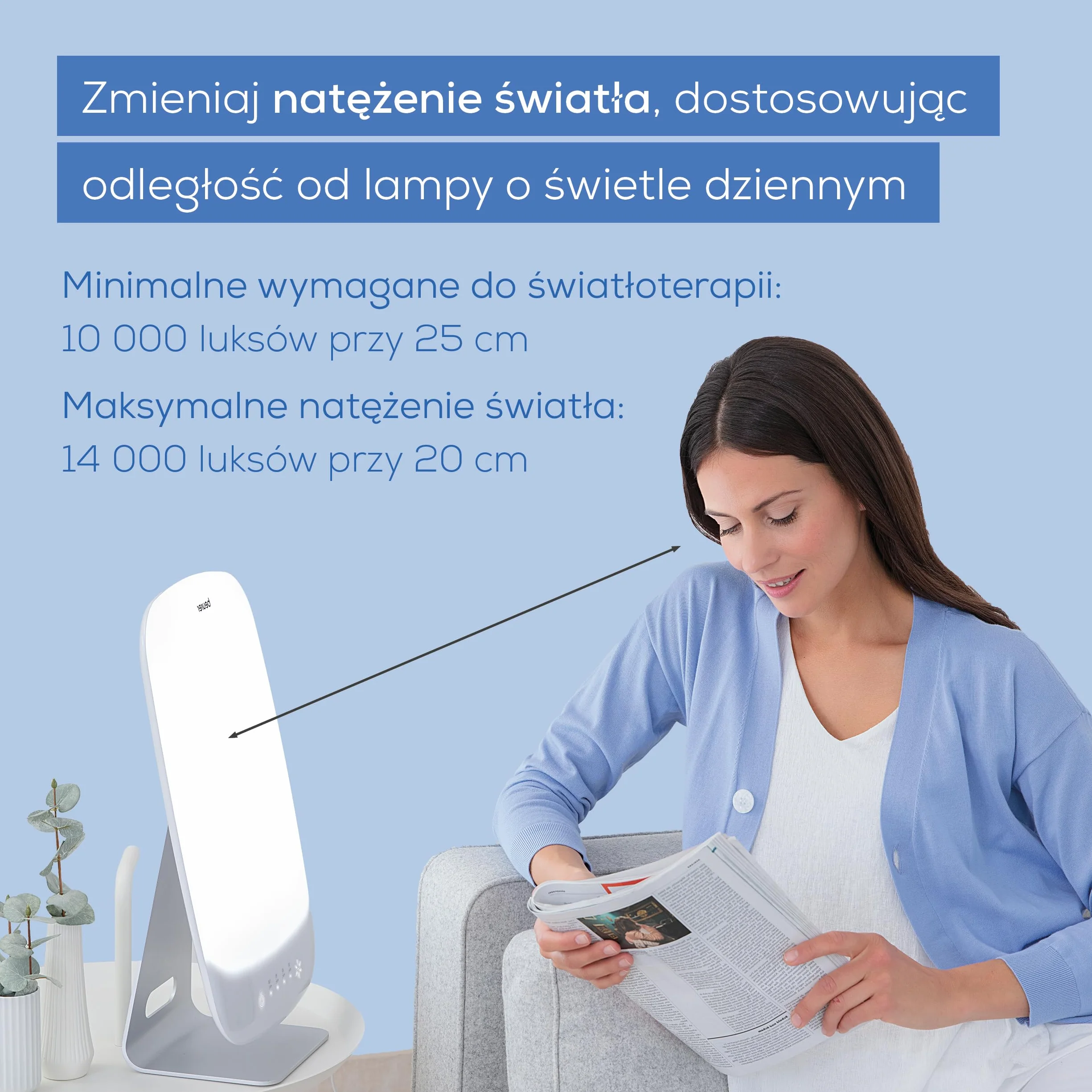 Beurer TL 95 Lampa dzienna 14 000 luksów SunLike LED regulacja natężenia