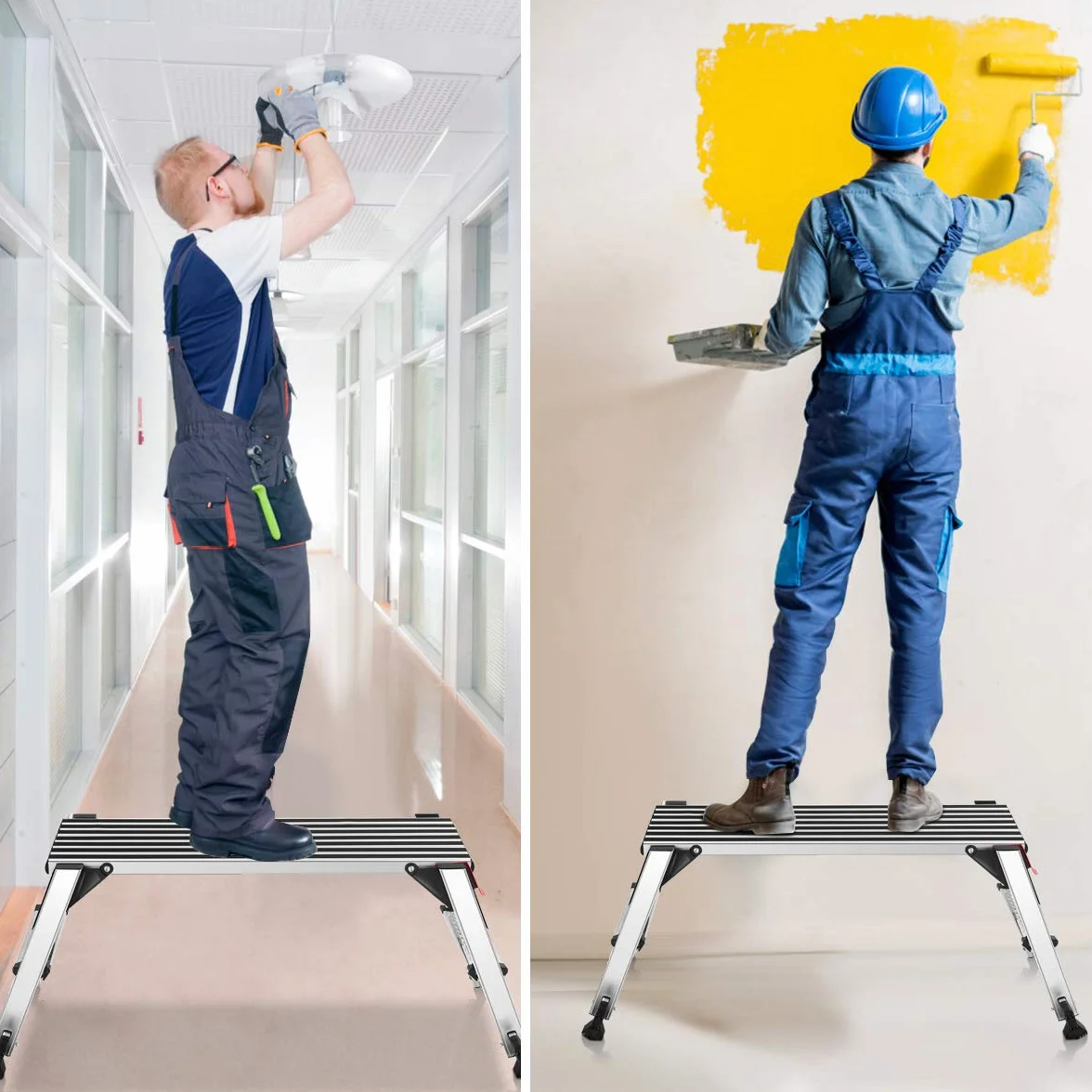 COSTWAY Aluminiowa platforma robocza, składany stół warsztatowy, nośność 150 kg, ławka drabinkowa z blokadą bezpieczeństwa