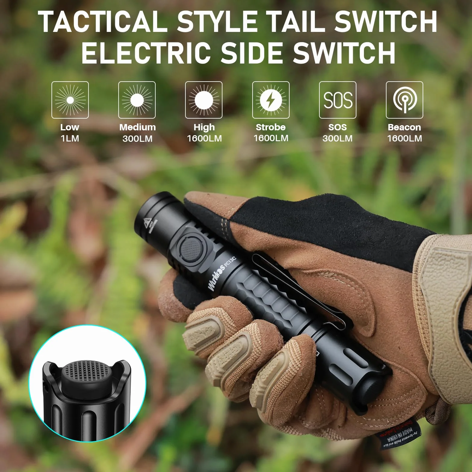 Latarka taktyczna Wurkkos FC12C, LED 1600 lumenów, IP68, sterownik Step-Down