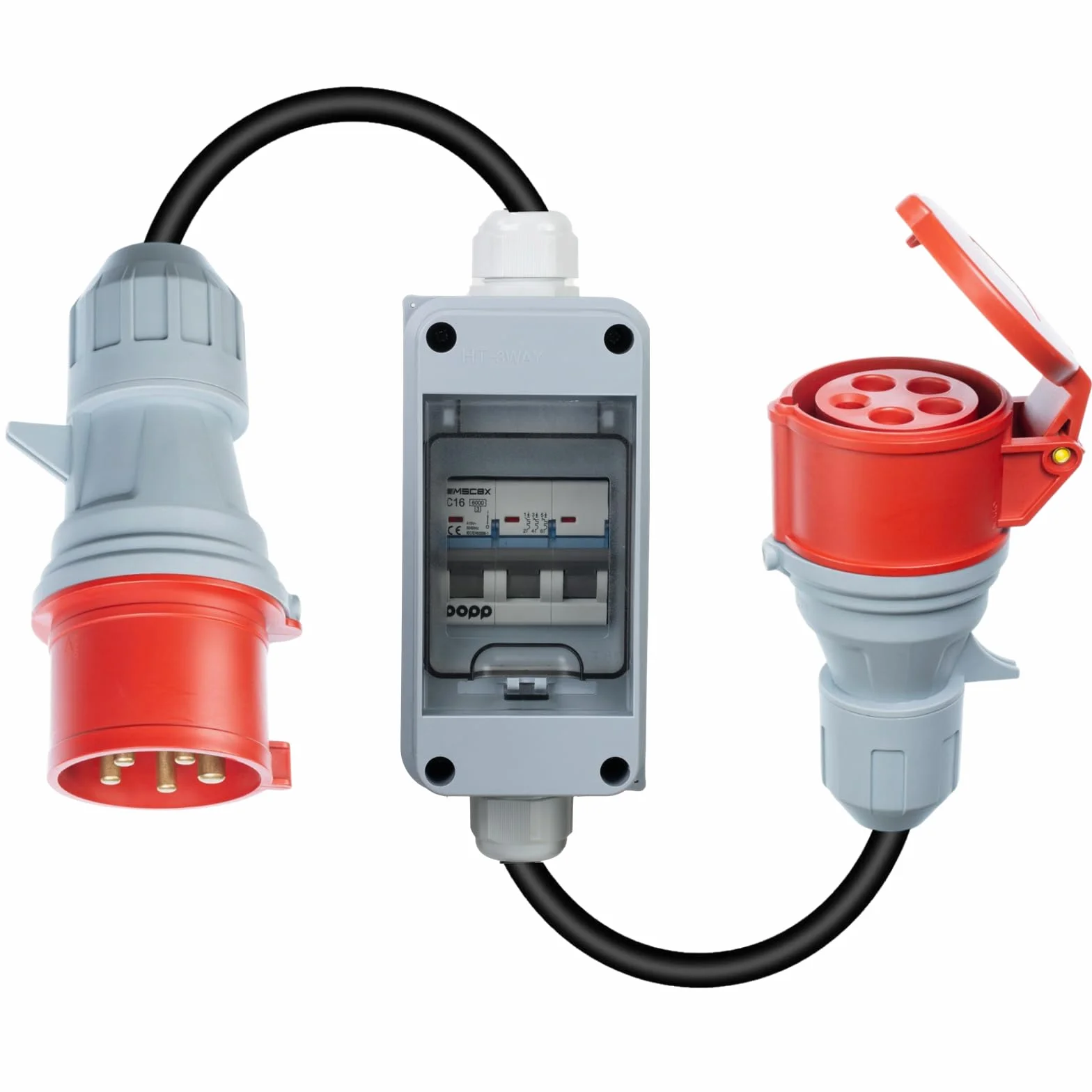 CEE 3-fazowy wtyk adapter 16/32A na złącze 32/16A IP44 wodoszczelny