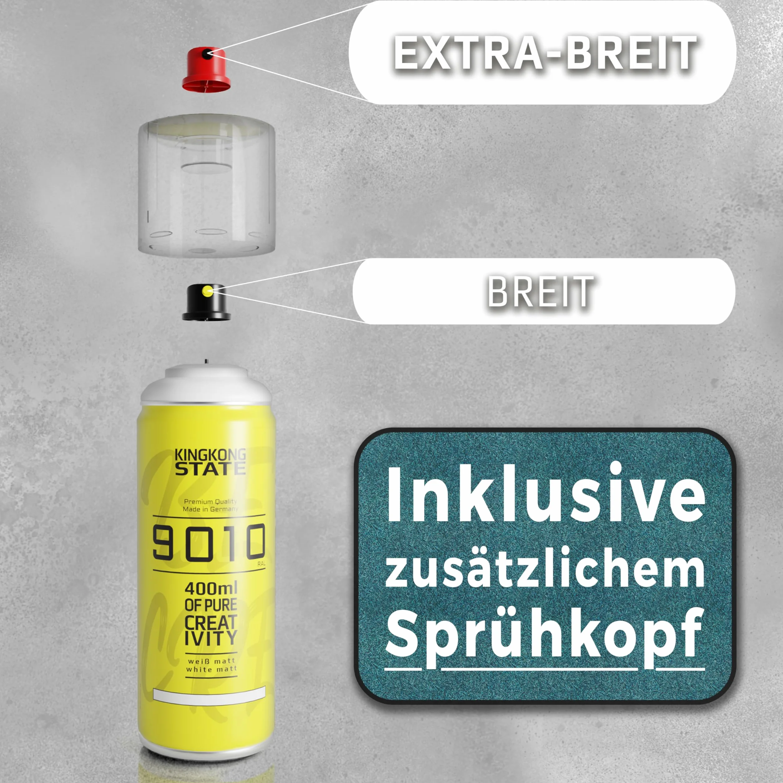 King Kong State Lakier w sprayu premium, biały, matowy – wysoko kryjąca farba w sprayu do prac typu "zrób to sam", nadaje się do wszystkich powierzchni; lakier w sprayu, wyprodukowano w Niemczech,