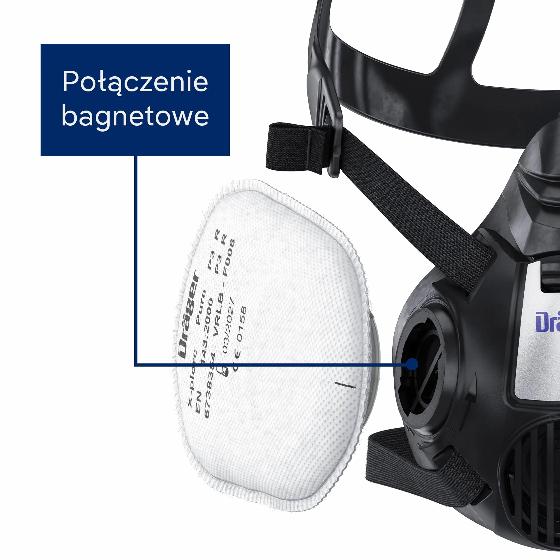 Dräger X-plore bagnetowy filtr cząstek stałych Pure P3 do aerozoli 1 para zamienny do masek X-plore 3300 3500 5500