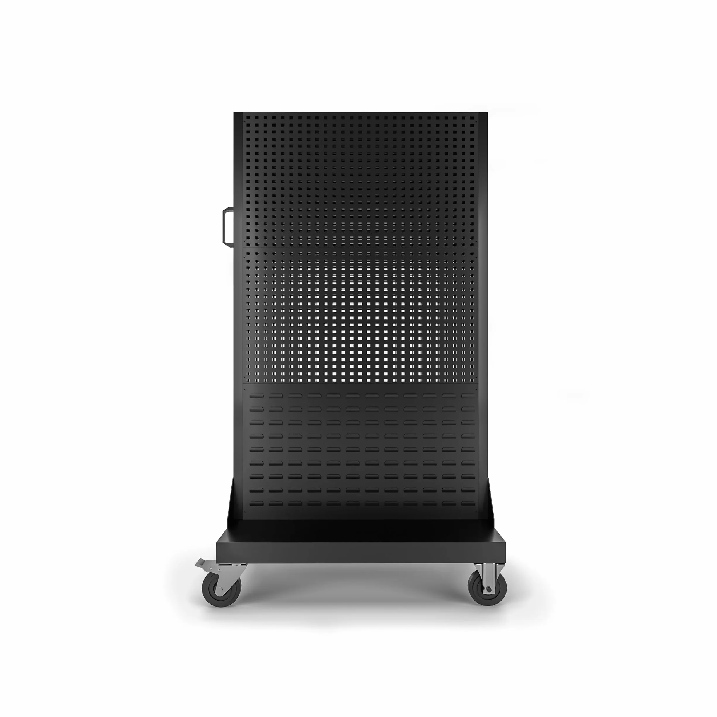 Ścianka Warsztatowa Metalowa Perforowana na Kółkach 155,5 cm x 96,5 cm x 61 cm Czarna