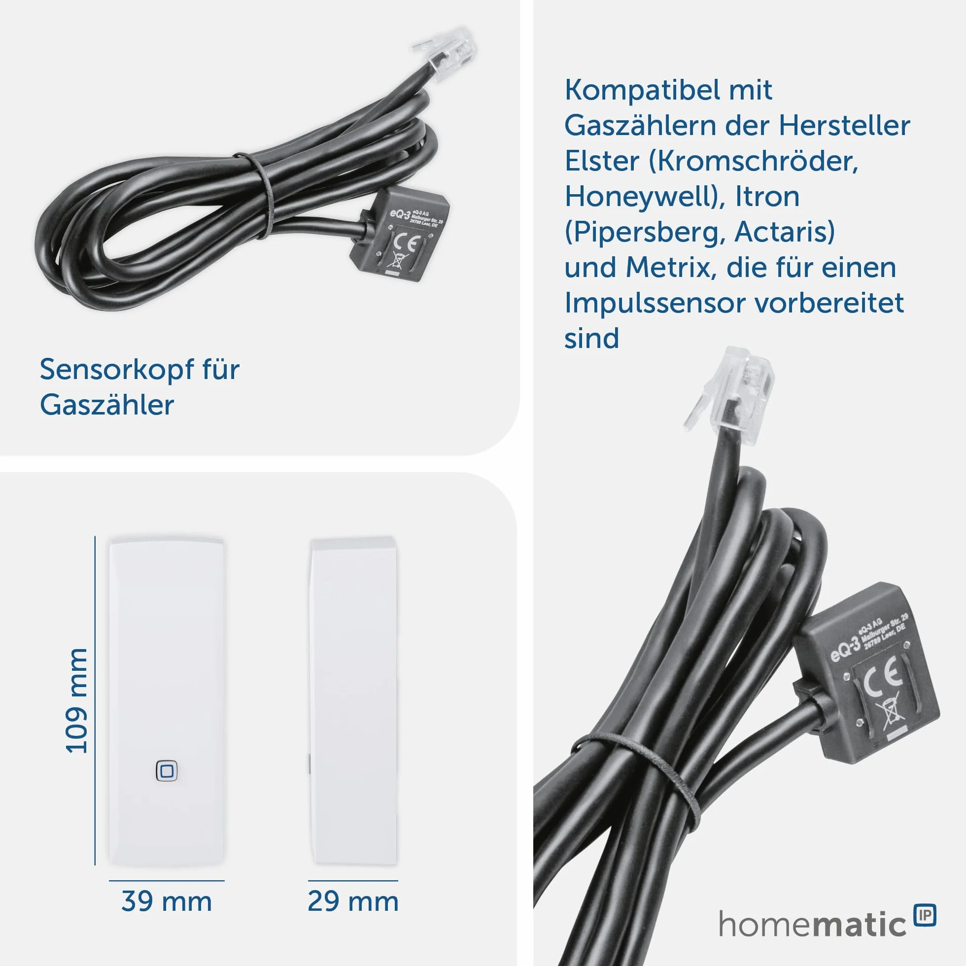 Homematic IP Interfejs Smart Home do gazomierza, pomiar energii, monitorowanie zużycia gazu przez aplikację, automatyzacja