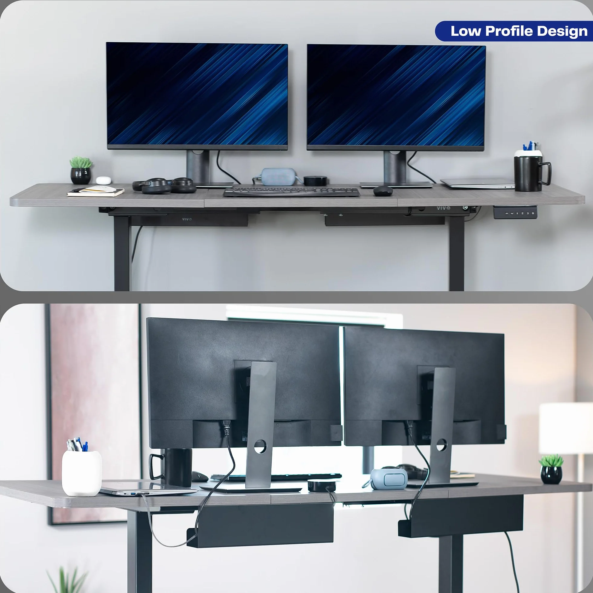 VIVO DESK-AC06-2C Tace do zarządzania kablami 42 cm, czarne, 2 szt