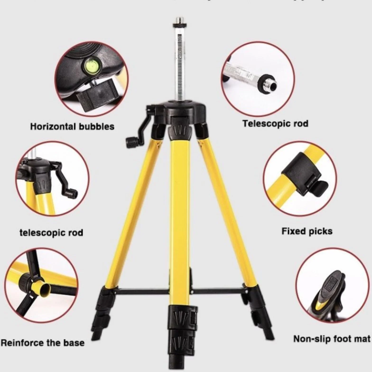 Statyw poziomicowy laserowy 100 cm, regulowany, stalowy, gwint 5/20.3 cm i 1/10.2 cm, 150 kg
