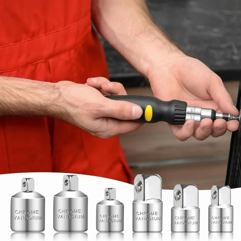 Adapter do kluczy nasadowych 6 sztuk 3/8 na 1/4, 1/4 na 3/8, 1/2 na 3/8, 3/8 na 1/2, 1/4 na 1/2, 1/2 na 1/4