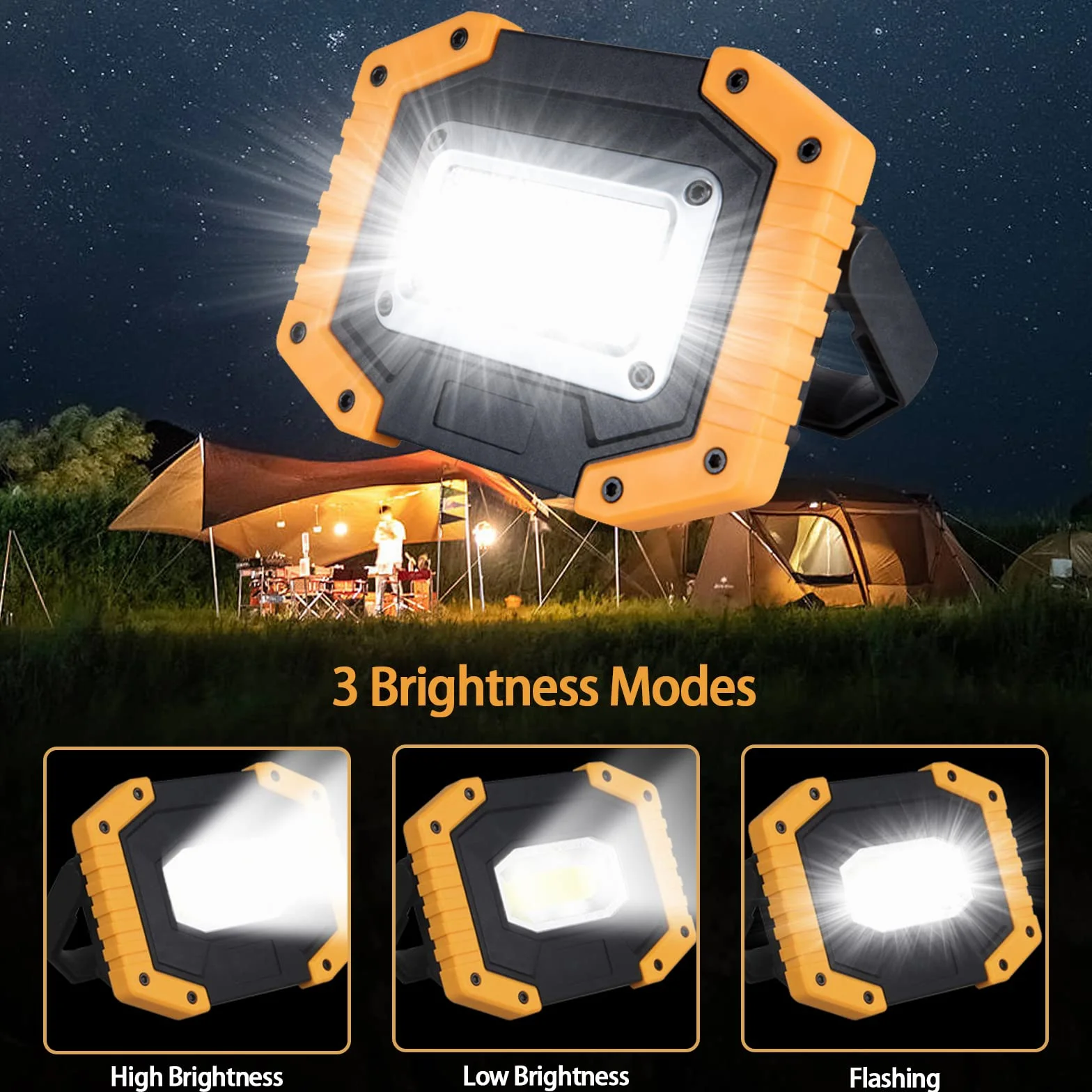 Ładowalny Projektor LED 30W 2000LM Przenośna Lampa Robocza z Portem USB i 3 Trybami
