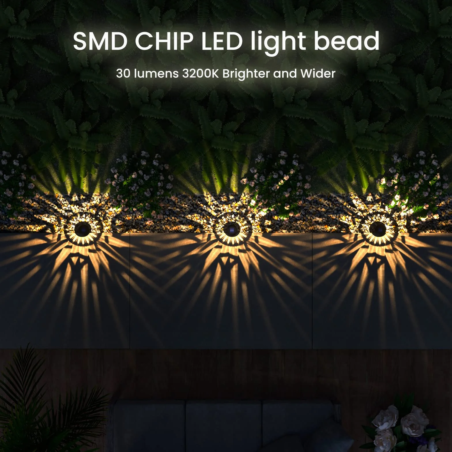 Lampa solarna ogrodowa LED Quntis IP65 wodoodporna zestaw 6 ciepły biały