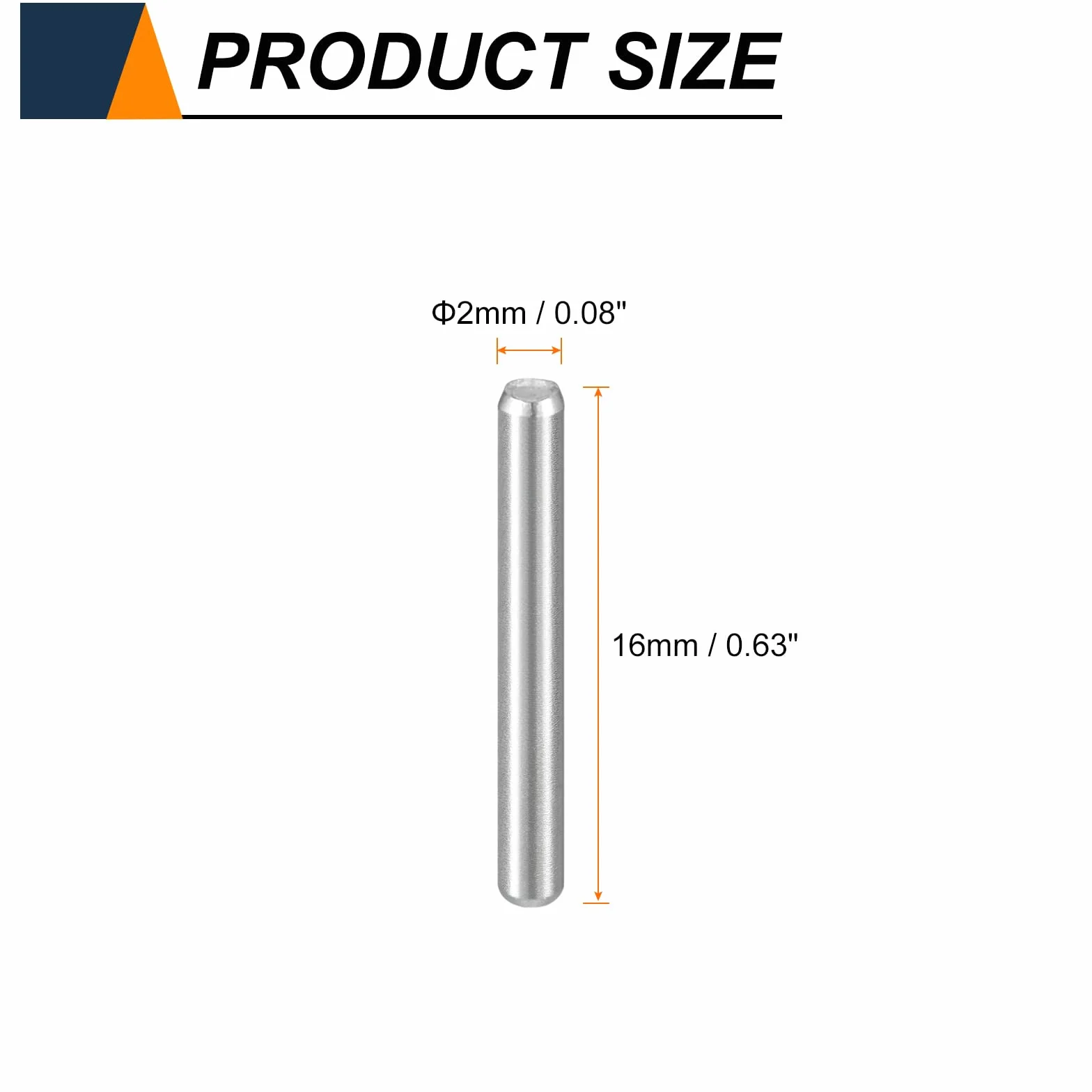 Kołki cylindryczne M2 x 16 mm ze stali nierdzewnej 304, 50 sztuk