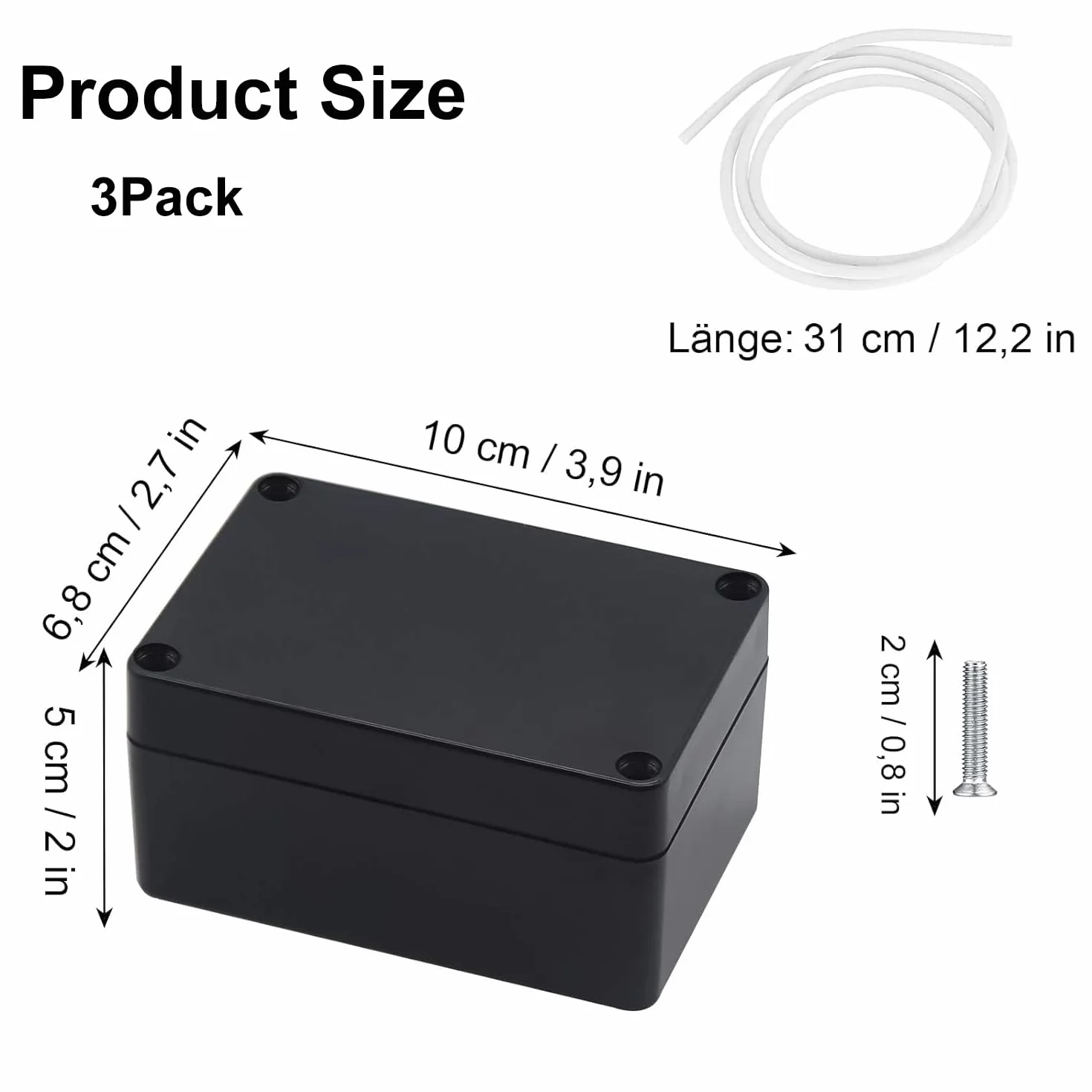 Puszka rozgałęźna IP66 100x68x50 mm 3 sztuki czarna