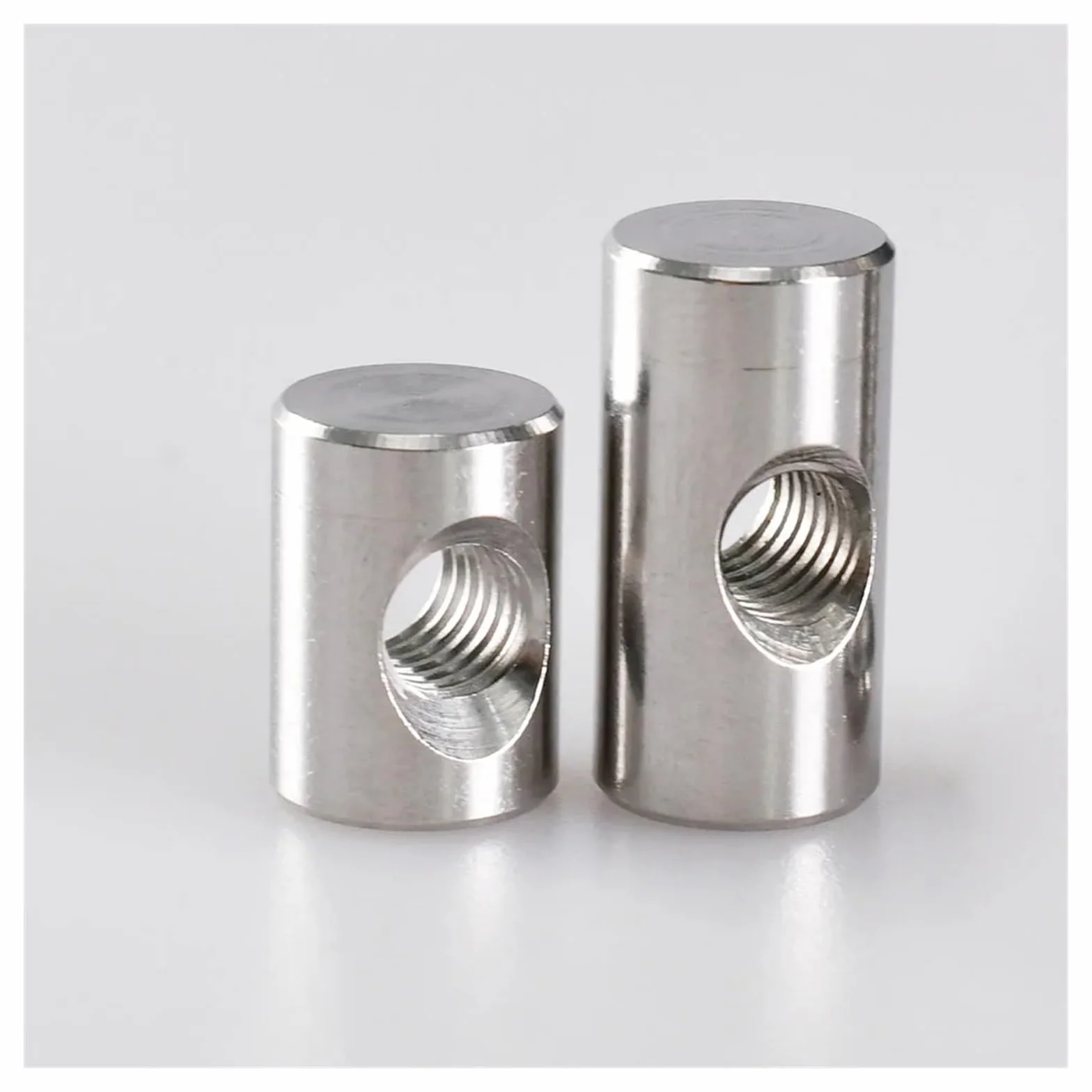 304 Stainless Steel M4 M5 M6 Barrel Bolts Cylindrical Pin Dowel Cross Hole Hammer Embedded Nut for Wood Furniture